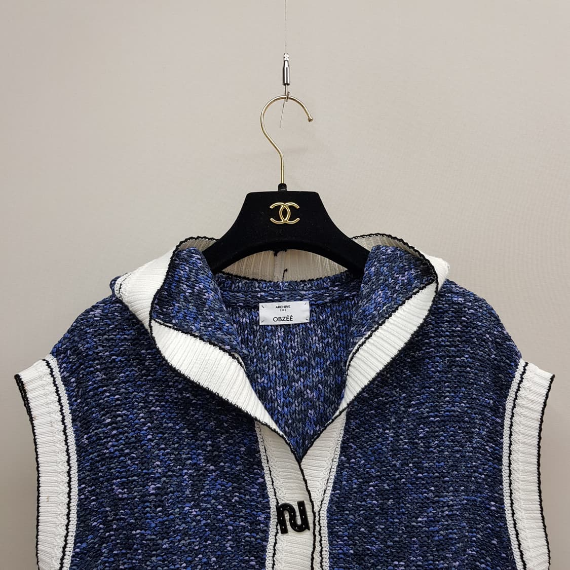 OBZEE 오브제 2022 후드 니트 베스트 90사이즈 상품이미지2