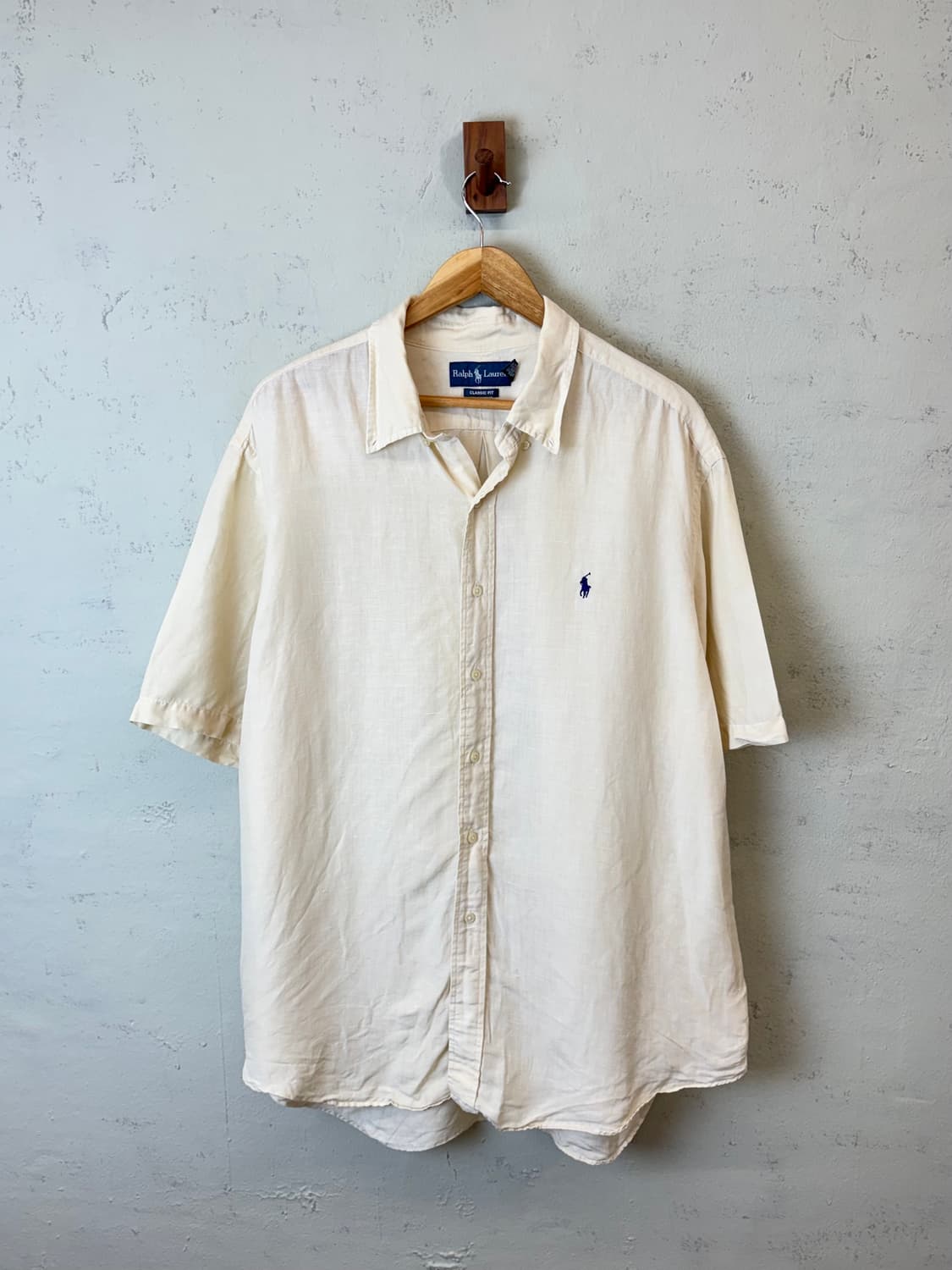 폴로랄프로렌 빈티지 베이지 린넨 반팔 셔츠 상품이미지1