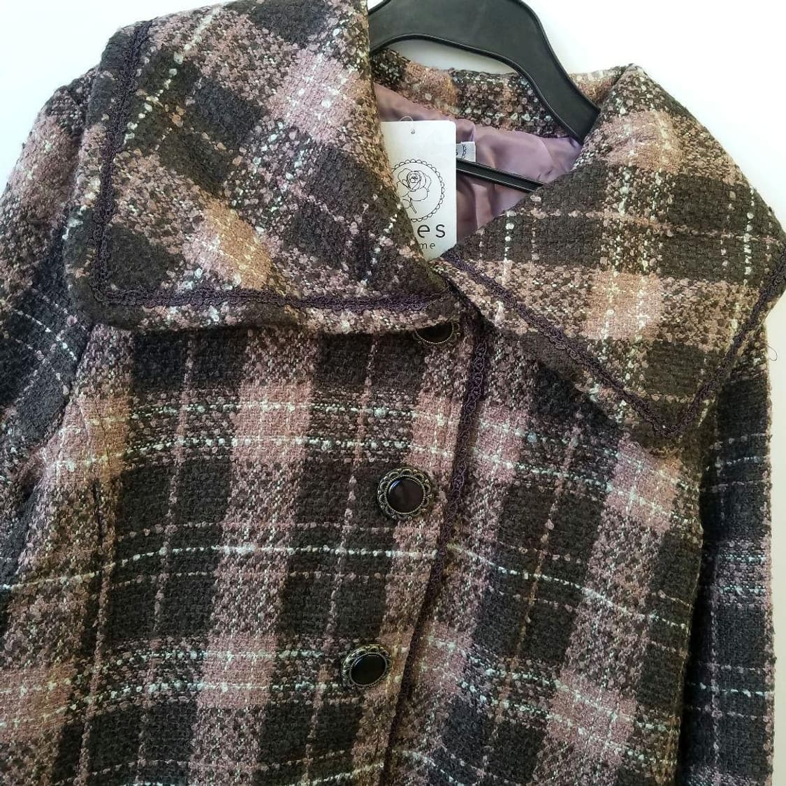 엑시즈팜 딸기초코 체크 코트 히메갸루 라떼갸루 빈티지 상품이미지3