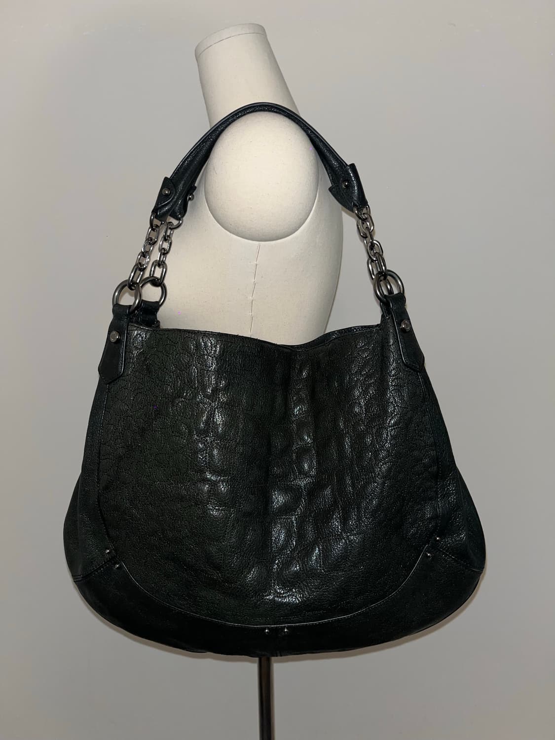 Anne Klein Black Leather Shoulder Bag 상품이미지4