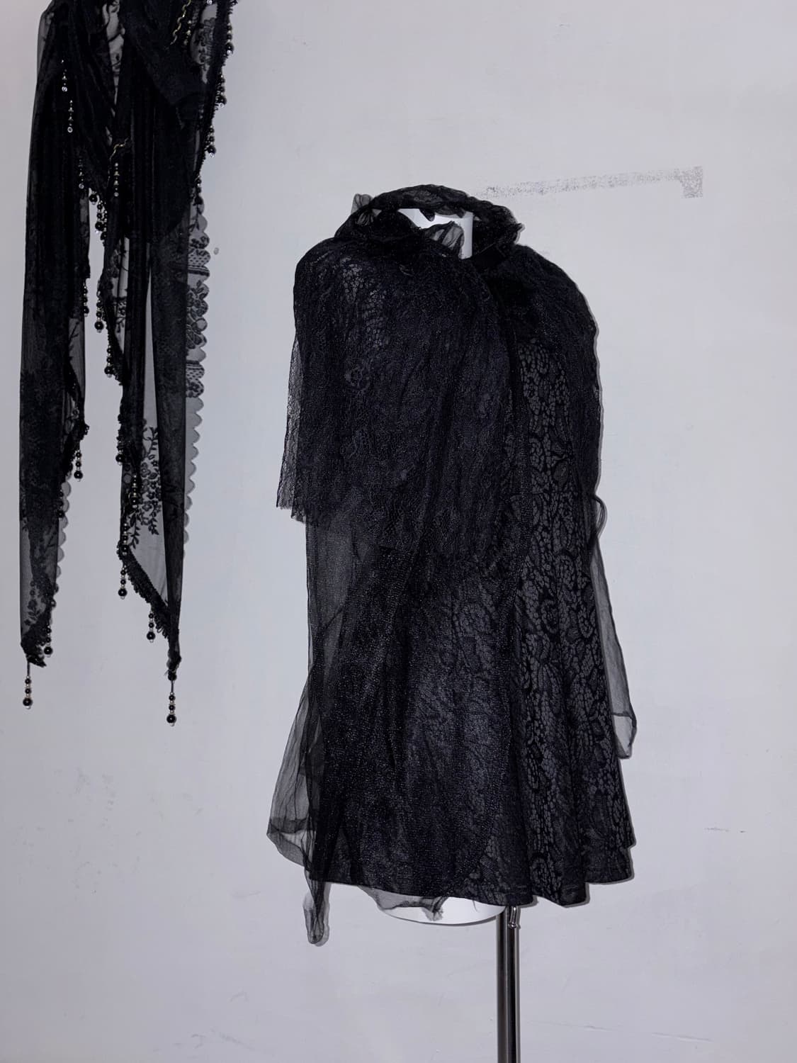 고스세트 2pcs 오사라기깔 시스루 레이스 다크페미닌 고딕 상품이미지10