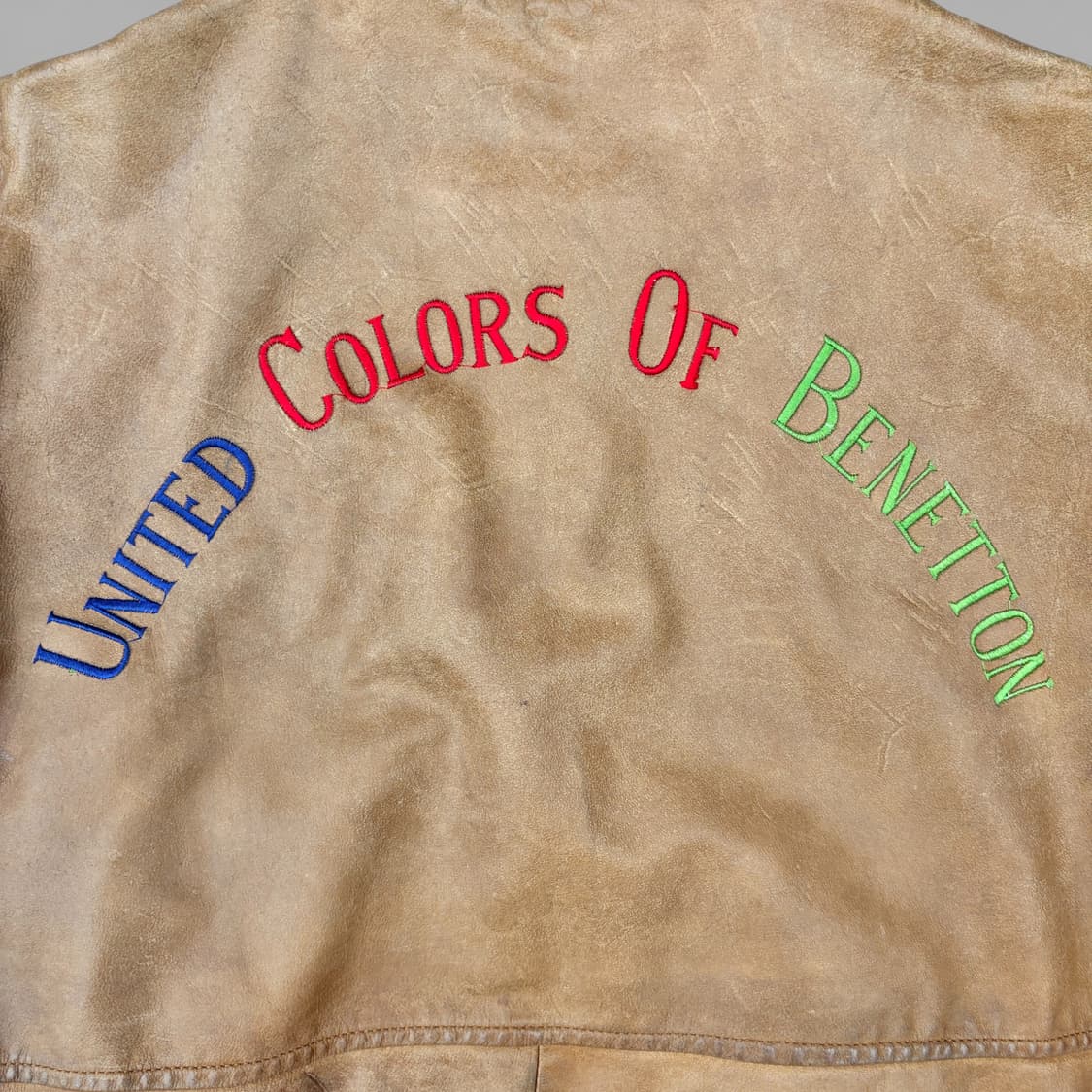 1991 베네통 레더 봄버 자켓 상품이미지4