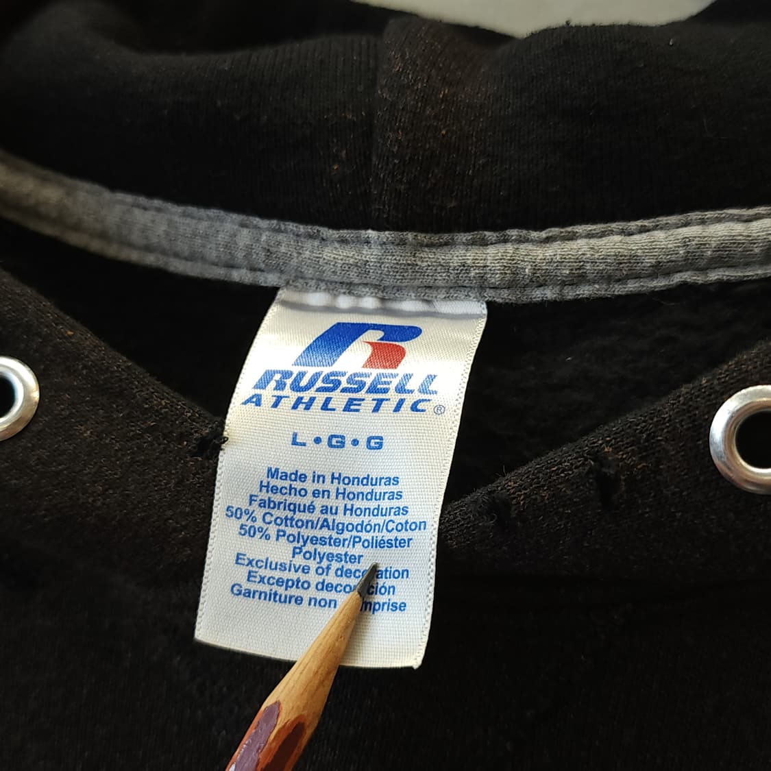 90s 러셀 후드 빈티지 스웻셔츠 러셀 썬페이딩 스노우보드 블랙 L 상품이미지5