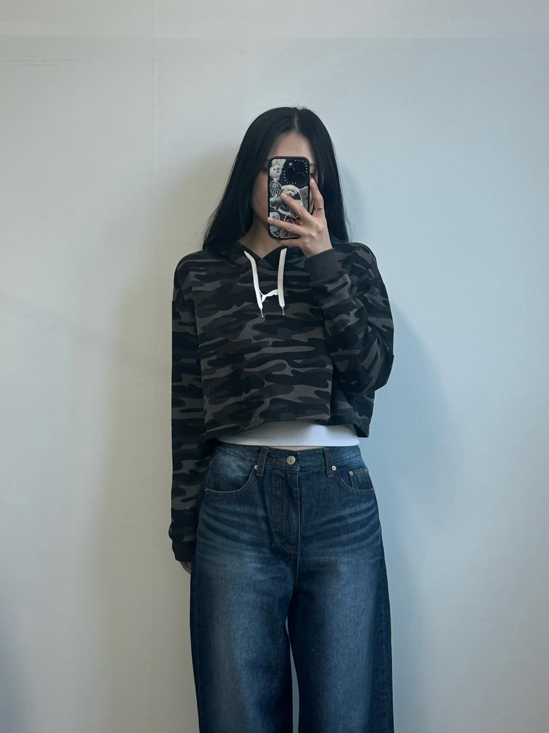 푸마 자수로고 카모 크롭 후드티 상품이미지1