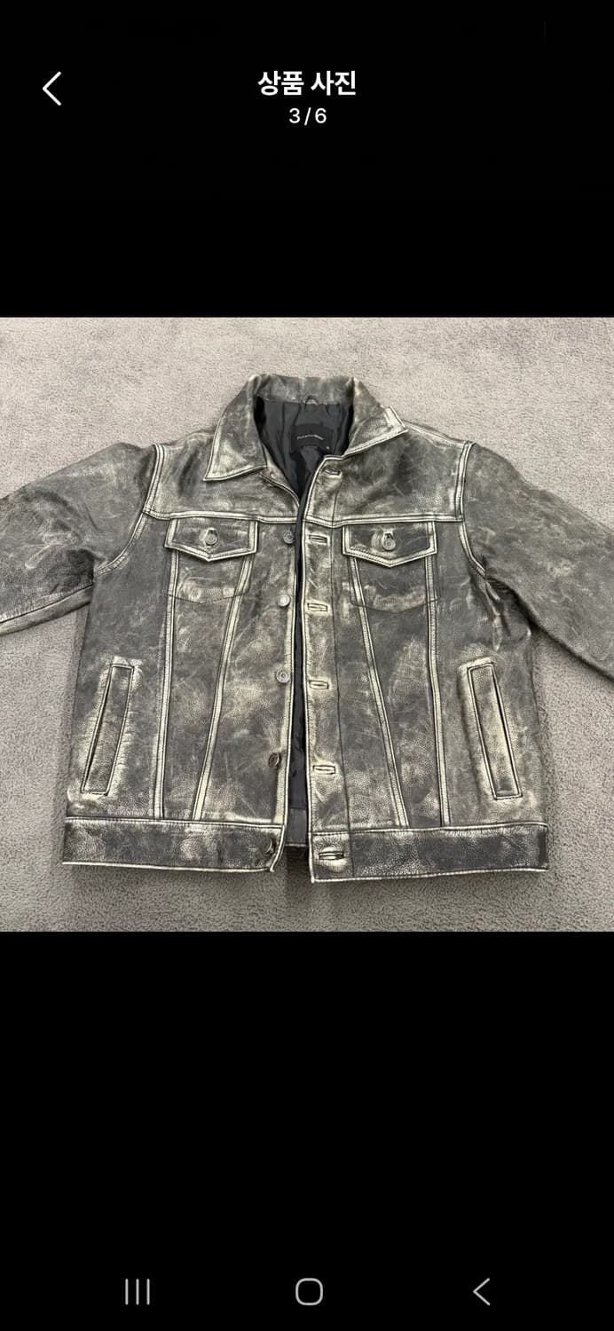 [정품/S] Pull and Bear 폴앤베어 데미지 워싱 레더 자켓  상품이미지3