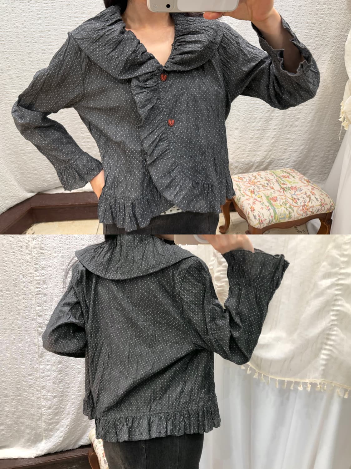 Dot ruffle summer jacket 상품이미지1