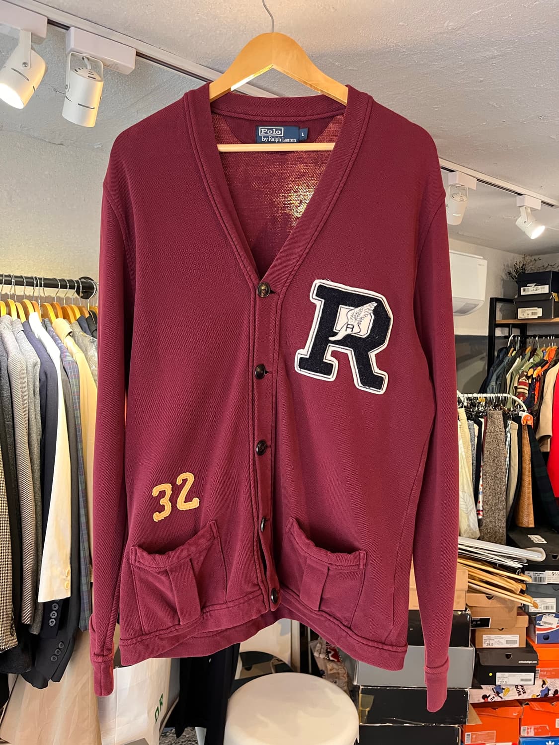 폴로 랄프로렌 레터맨 가디건 버건디 (L) 상품이미지1
