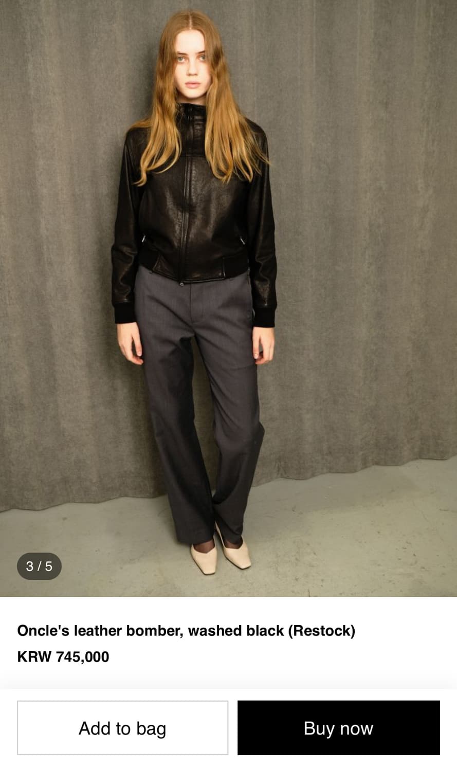 Miskiu leather bomber washed black L사이즈 상품이미지4