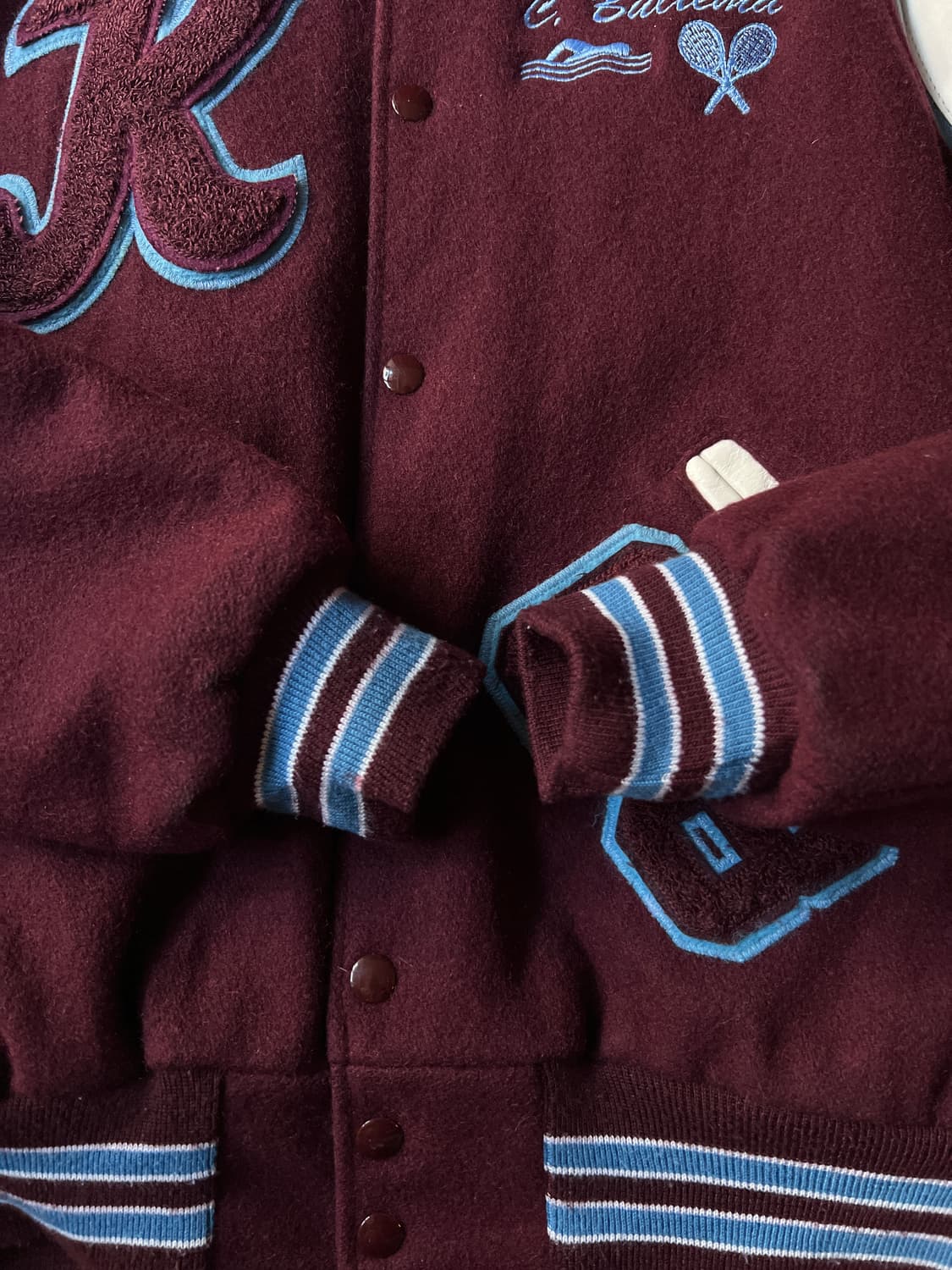 [M]00's USA 빈티지 KANKAKEE 버건디 울 바시티 자켓 상품이미지7