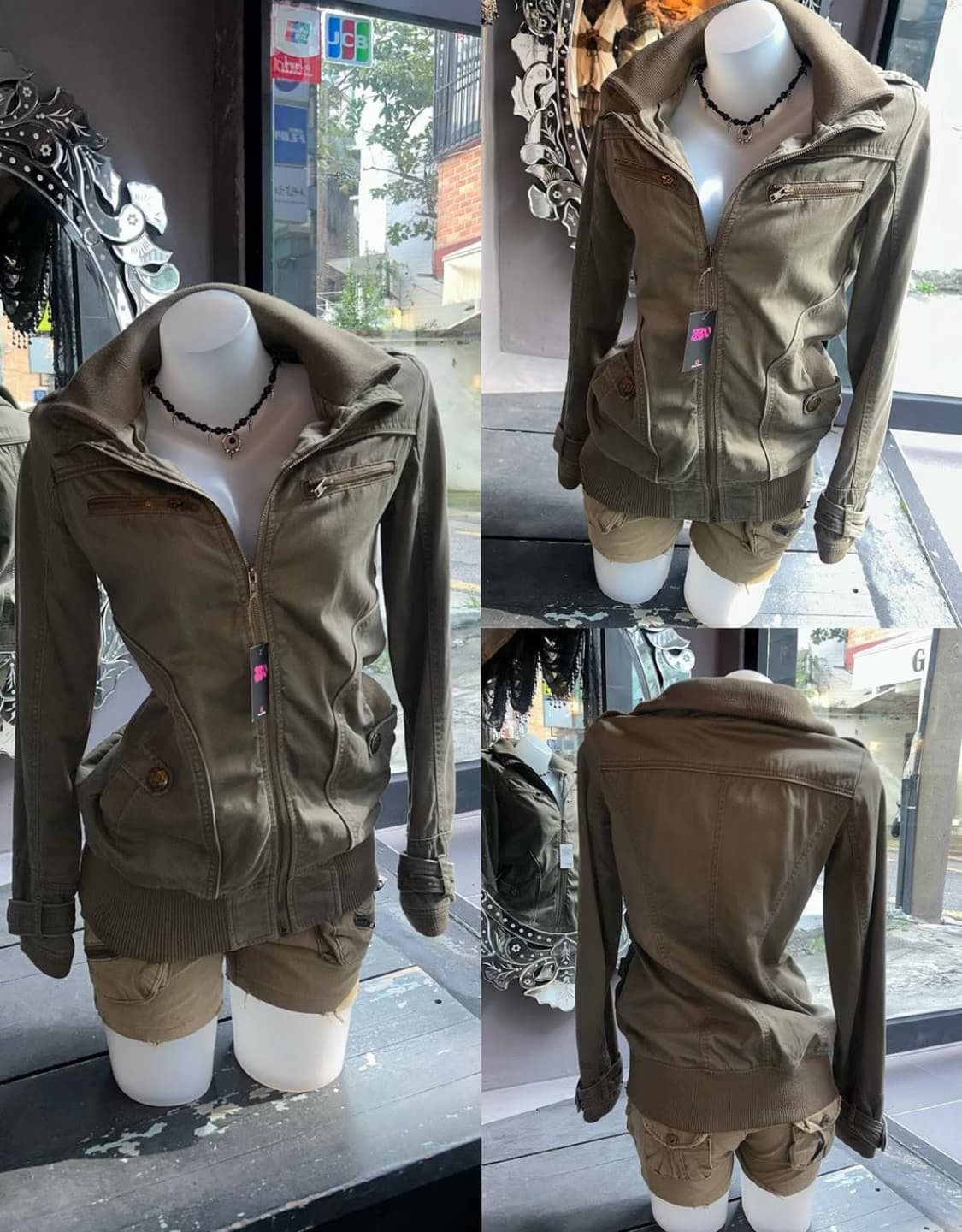 후루이 핀터깔 갸루 y2k 빈티지 카키 자켓 상품이미지1