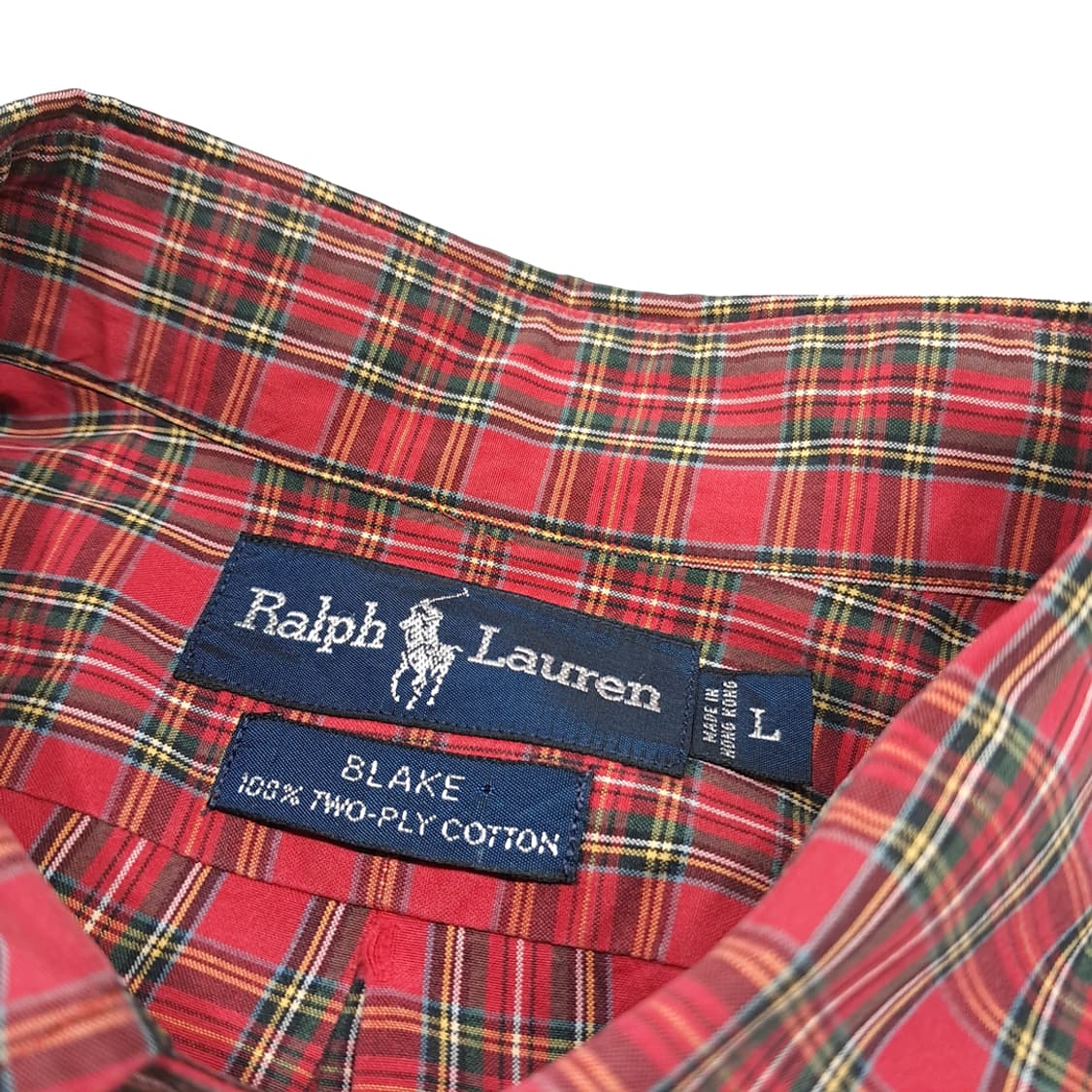 CL814 L 폴로 90s 홍콩판 버튼다운 레드 클래식 타탄체크 셔츠  상품이미지3