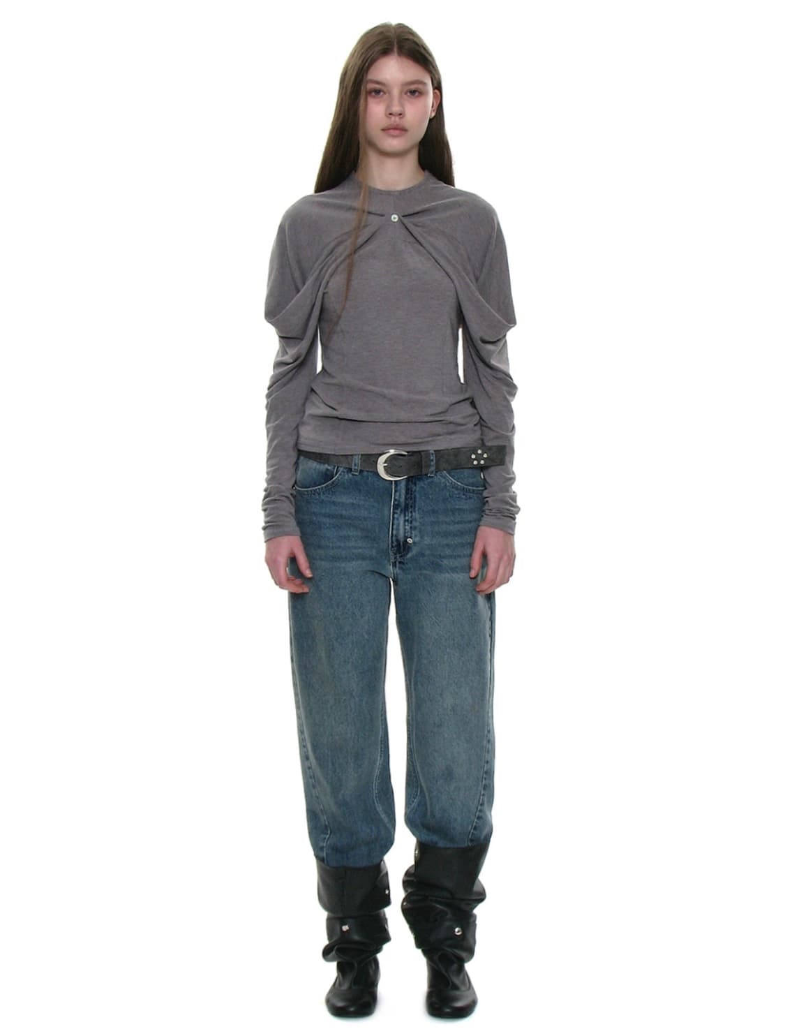 Partimento drape puff top 상품이미지2