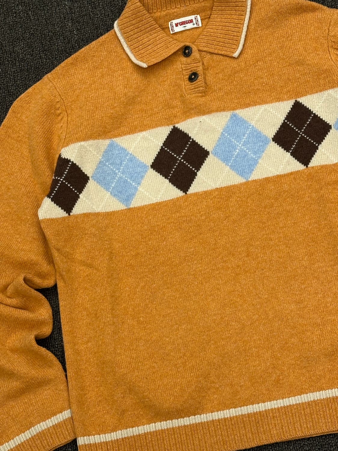 M)McGregor 빈티지 여성 아가일 패턴 폴로 니트 상품이미지2