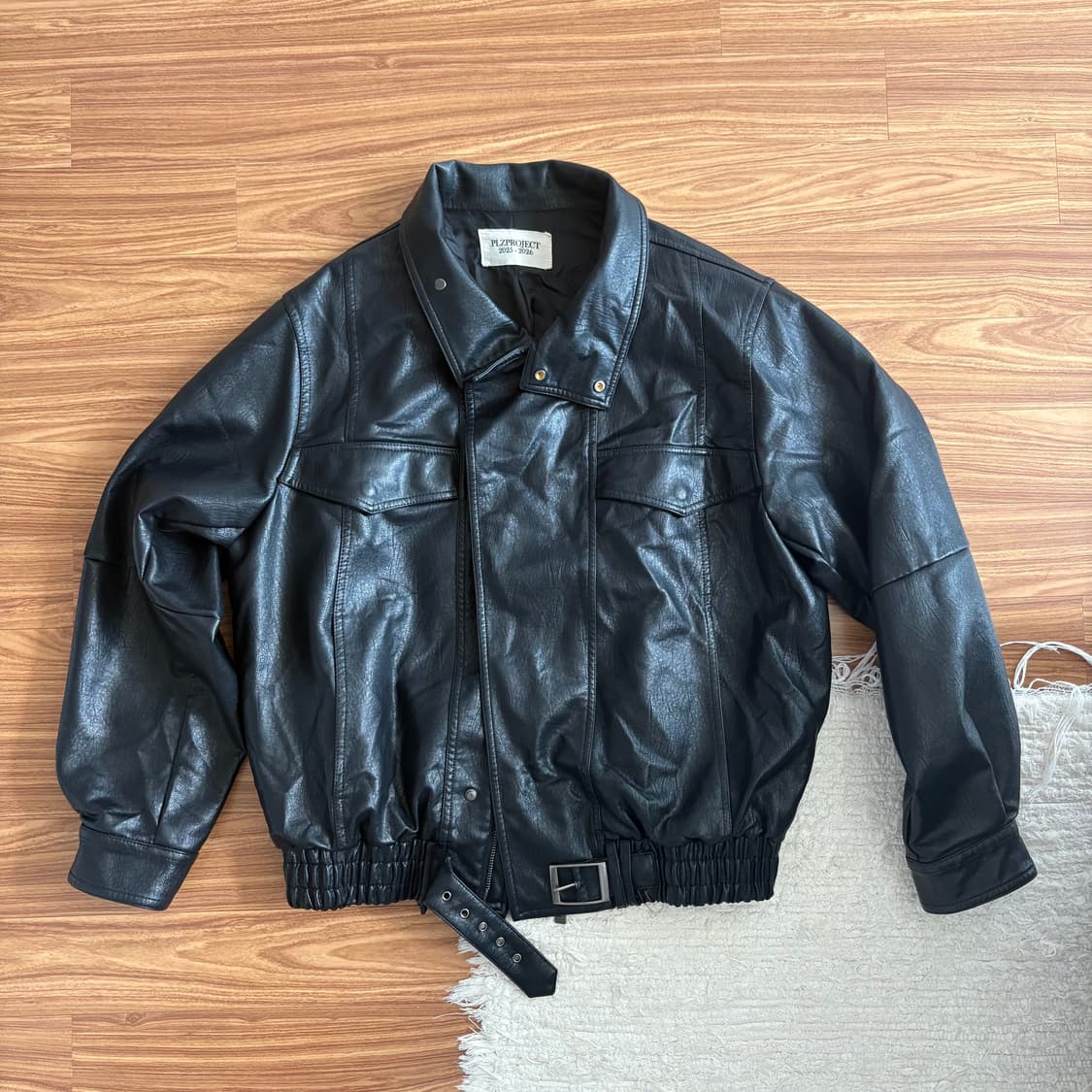 하이넥 레더 자켓 상품이미지2