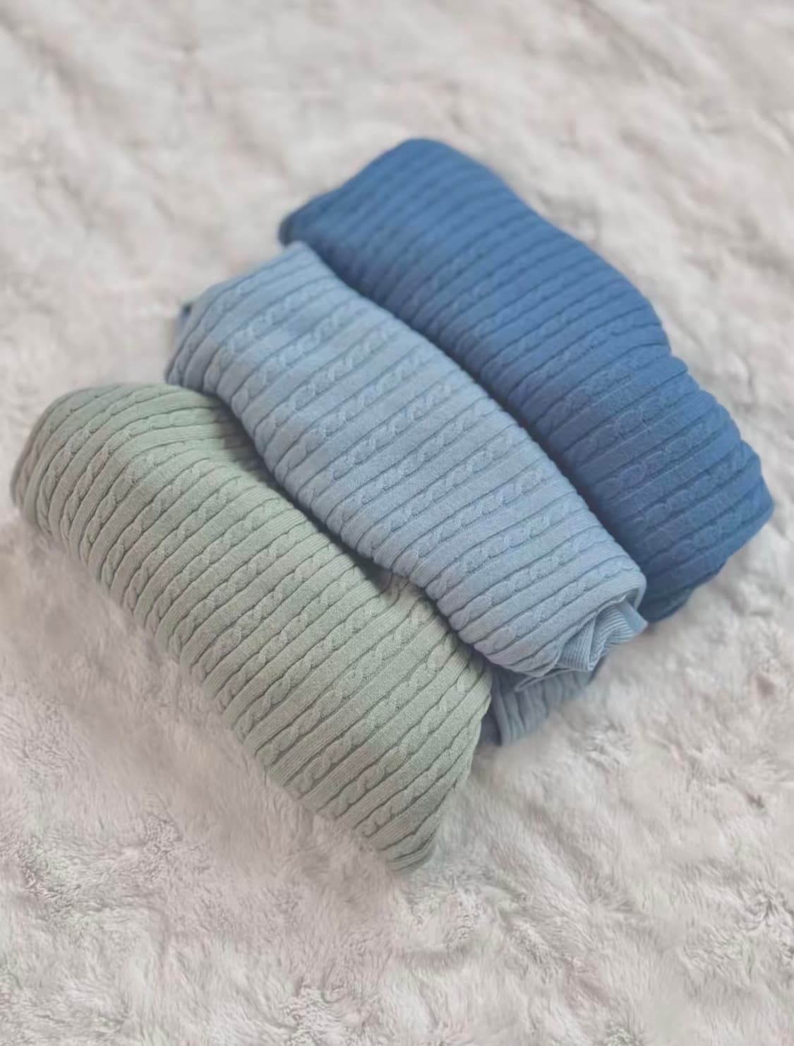 [새상품] 슬림핏 꽈배기 골지 니트 (그린/소라/코발트블루) 상품이미지4