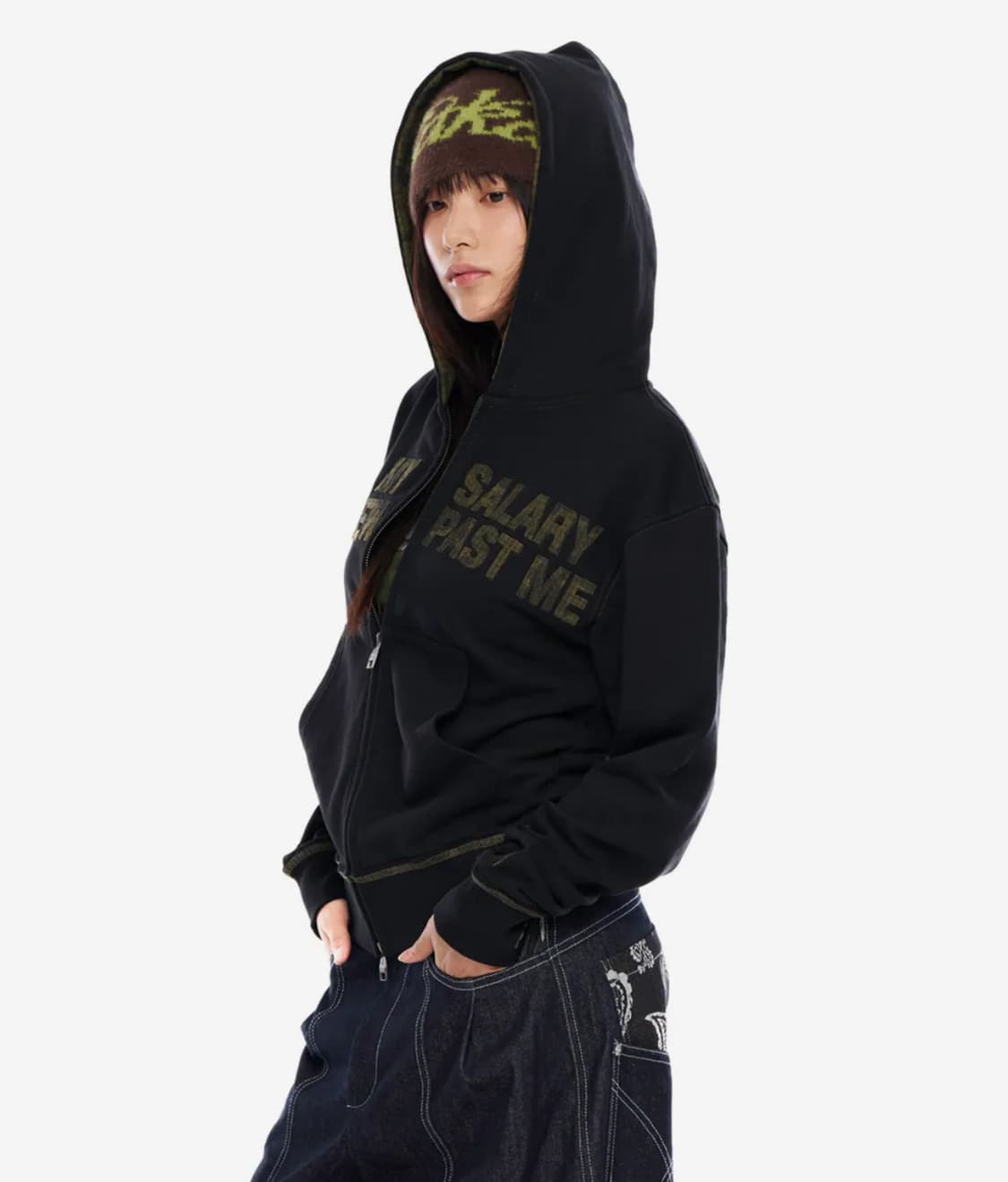 아캄 후드집업 Contrast Patch Zip-Up Hoodie (Bl 상품이미지2
