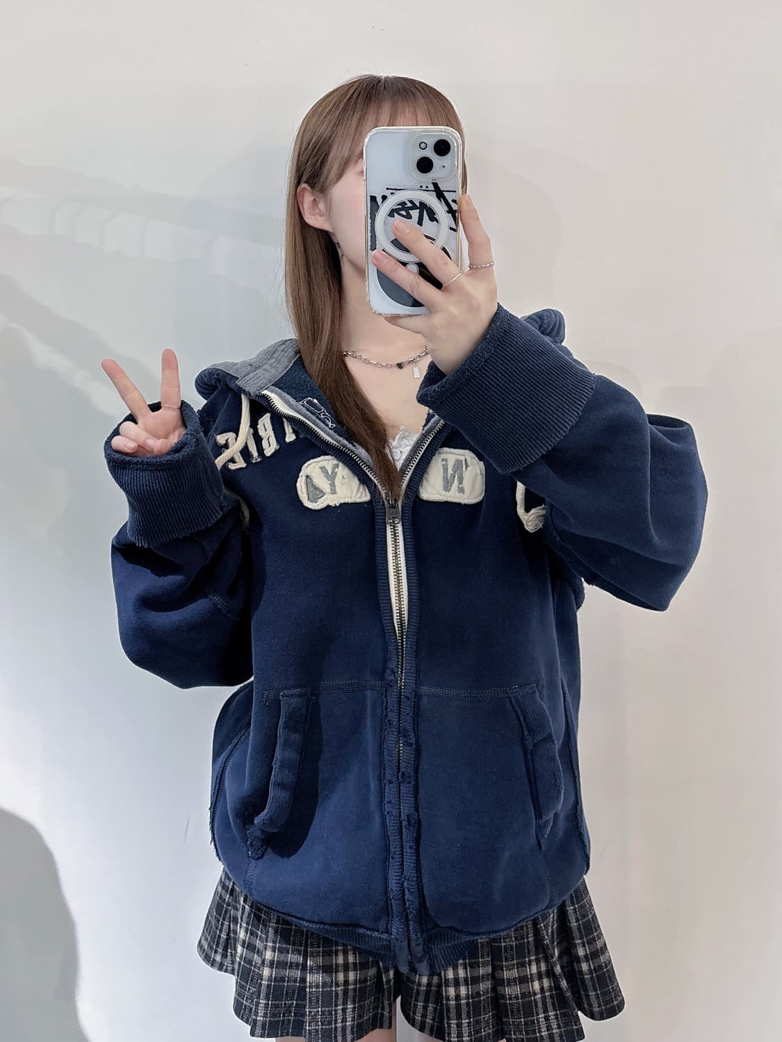 아베크롬비 네이비 빅로고 헤비스웻 후드집업 상품이미지1