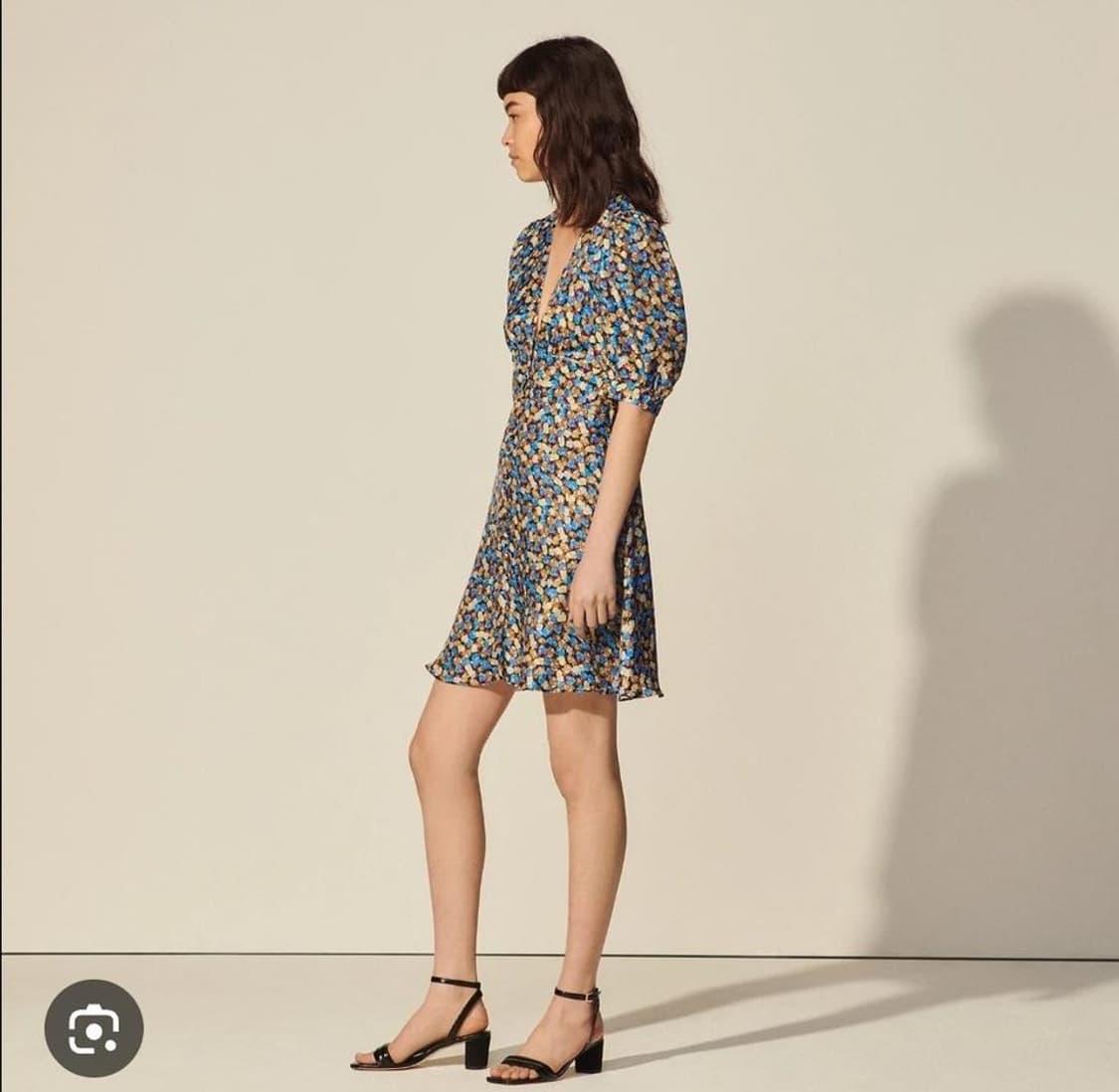 산드로 플라워 프린트 브이넥 원피스 S사이즈 상품이미지1