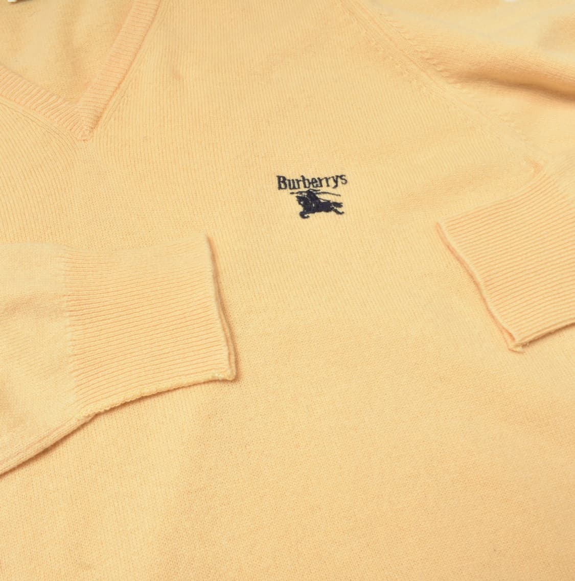 90S 버버리 램스 울100 브이넥 니트 스웨터 44 N0717 상품이미지3