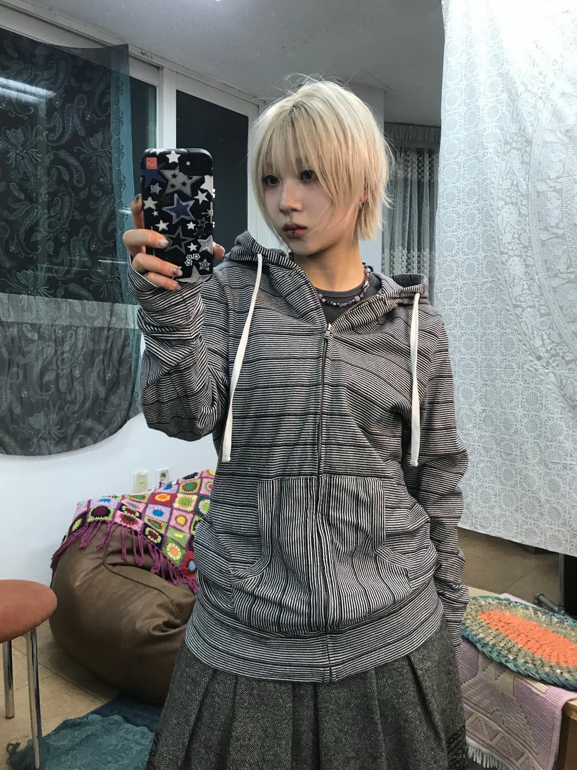 코데즈컴바인 스트라이프 후드집업 자켓 상품이미지1