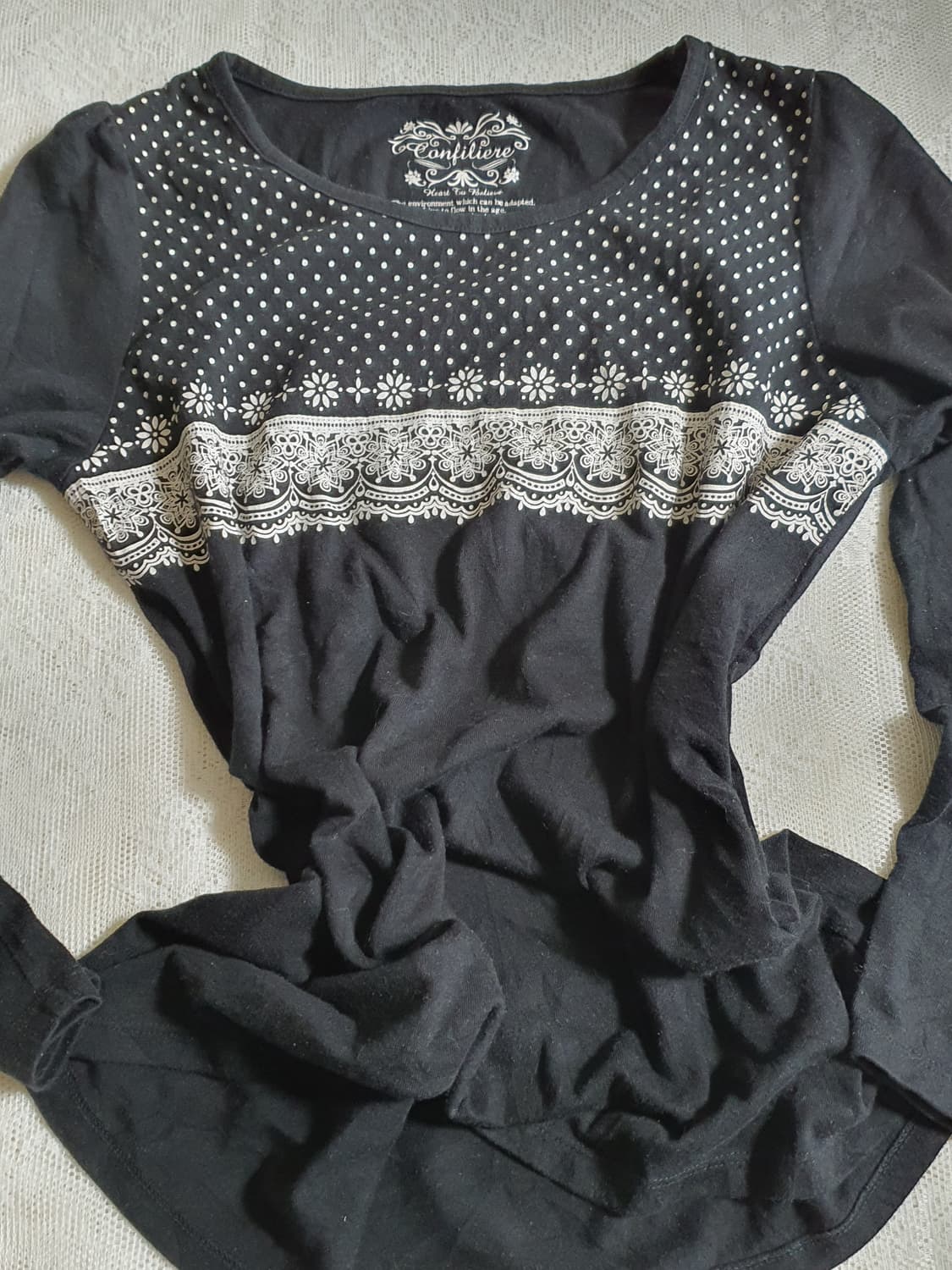 [일본빈티지] 너드모리 블랙 도트 레이스 긴팔 티셔츠 상품이미지5