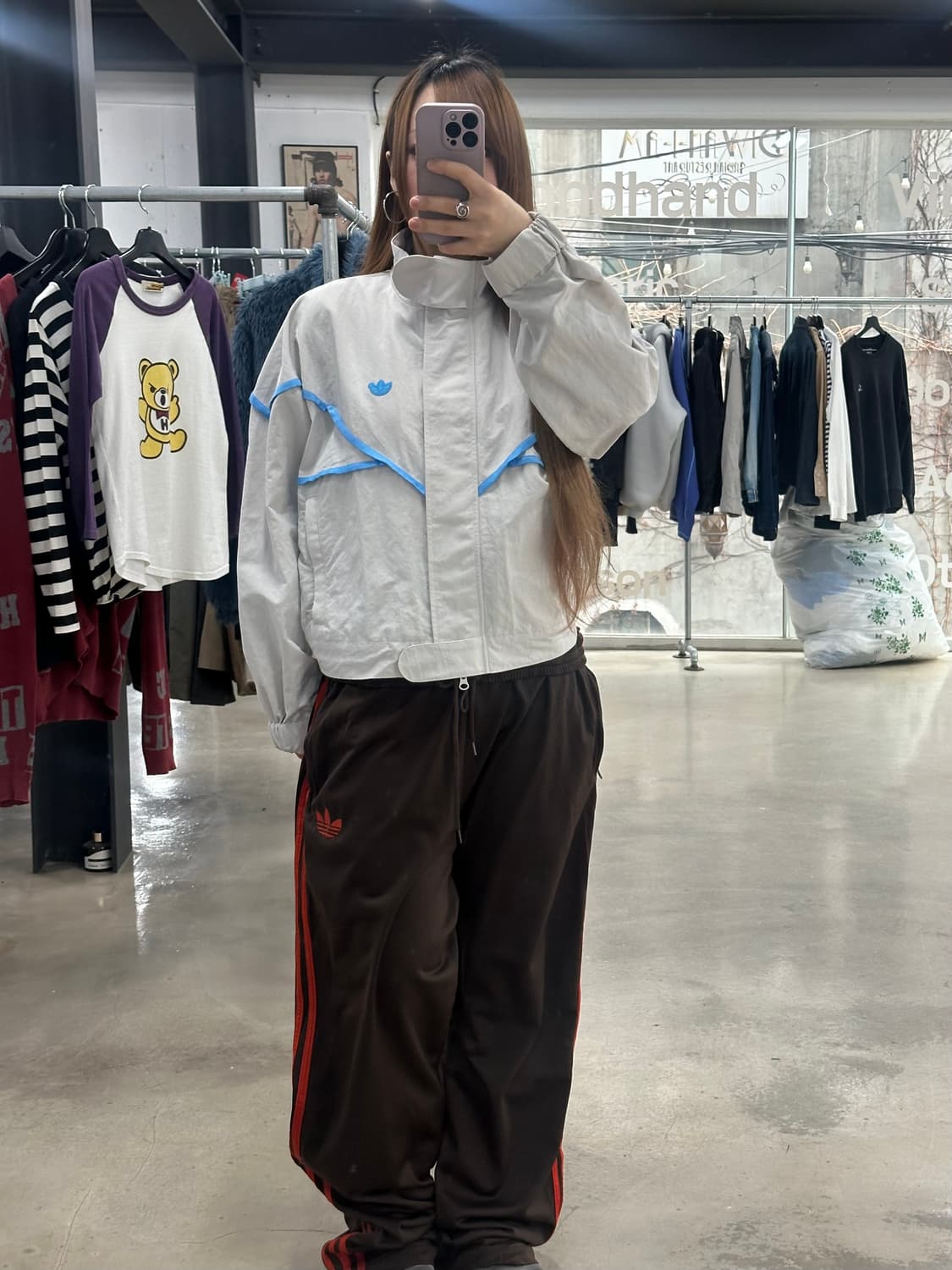 아디다스 블루버전 트랙탑 윈드브레이커 펄그레이 상품이미지5