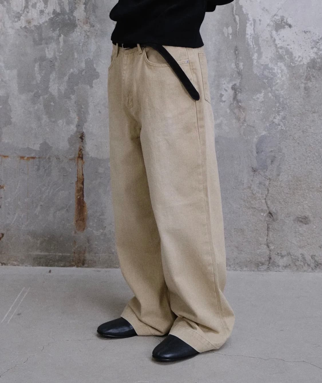 다이브인 와이드 플레어 데님 팬츠 베이지 1 상품이미지1