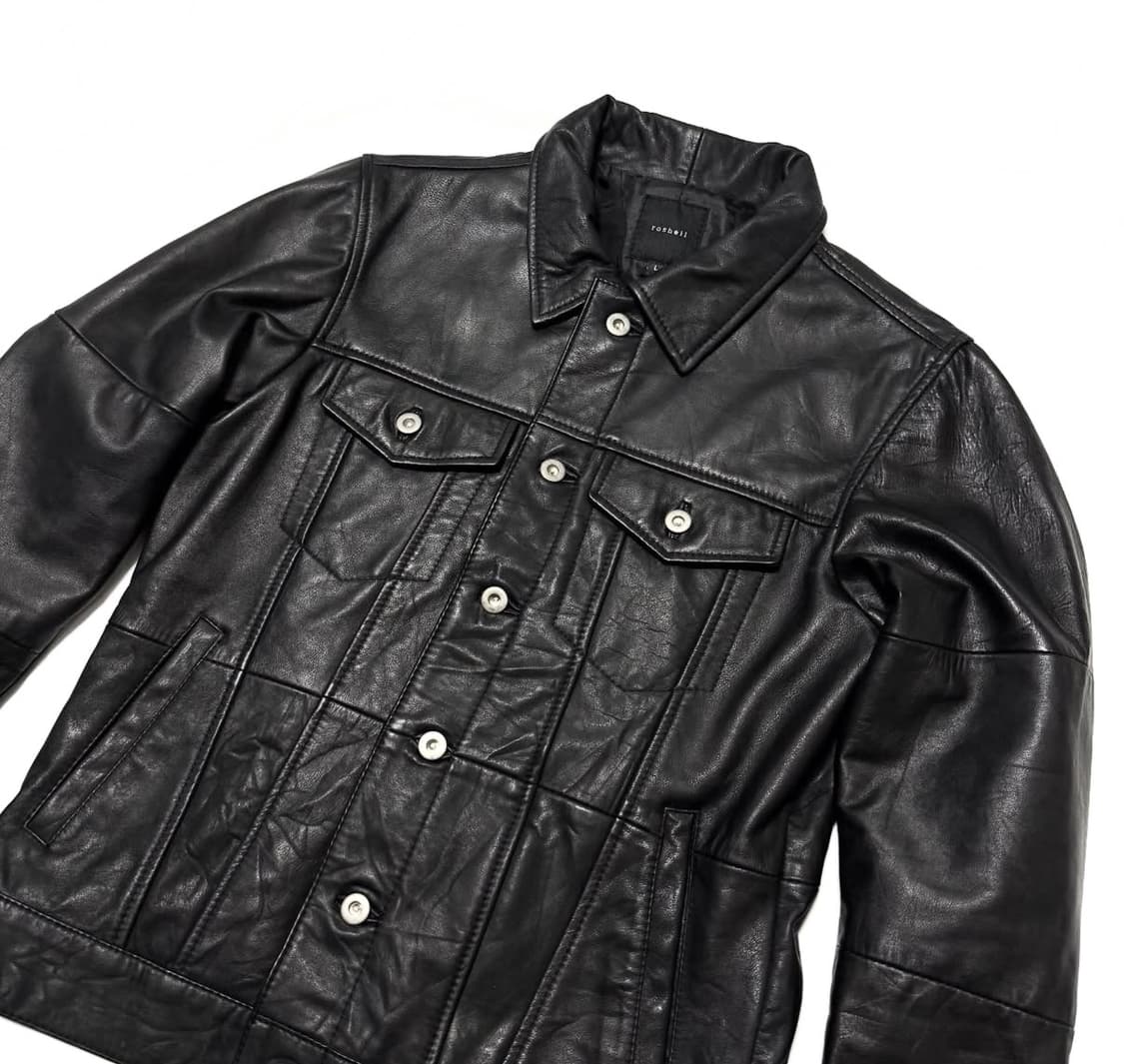 roshell - 레더 패치워크 트러커 자켓 상품이미지2