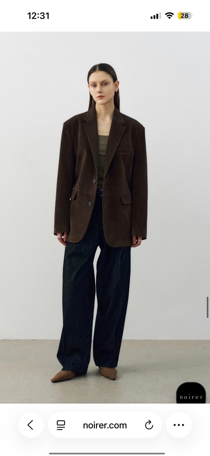 새제품/ 노이어포우먼 스웨이드 테일러드 자켓 딥브라운 상품이미지3