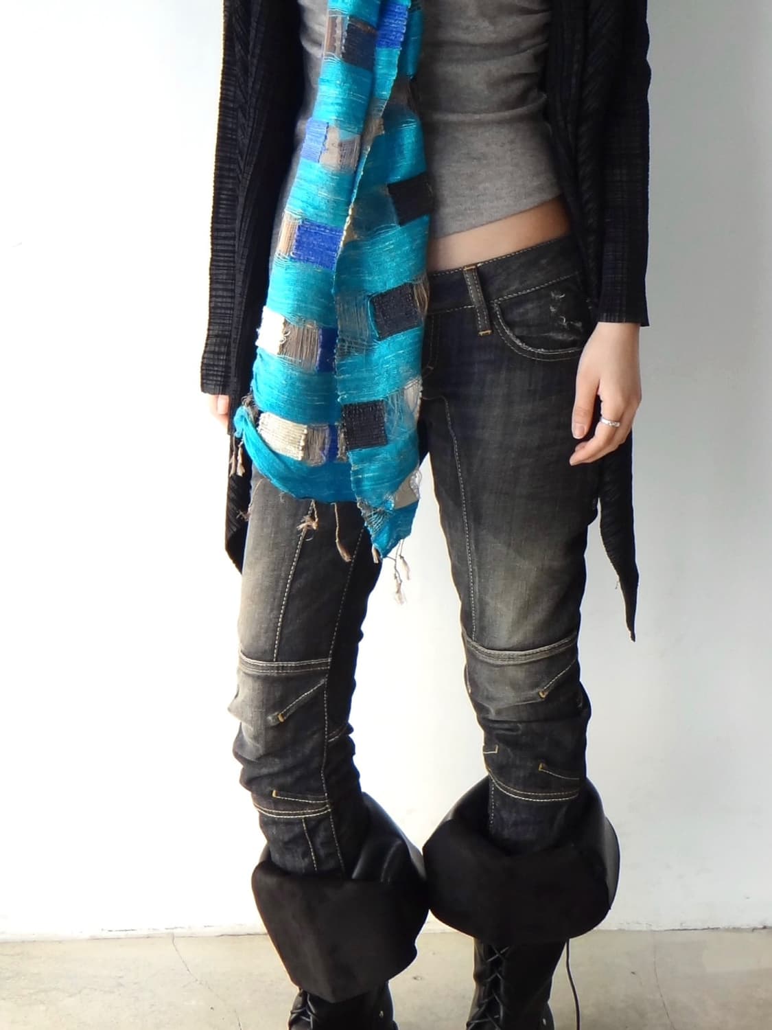 Wrapping cloth tie muffler / blue 상품이미지1