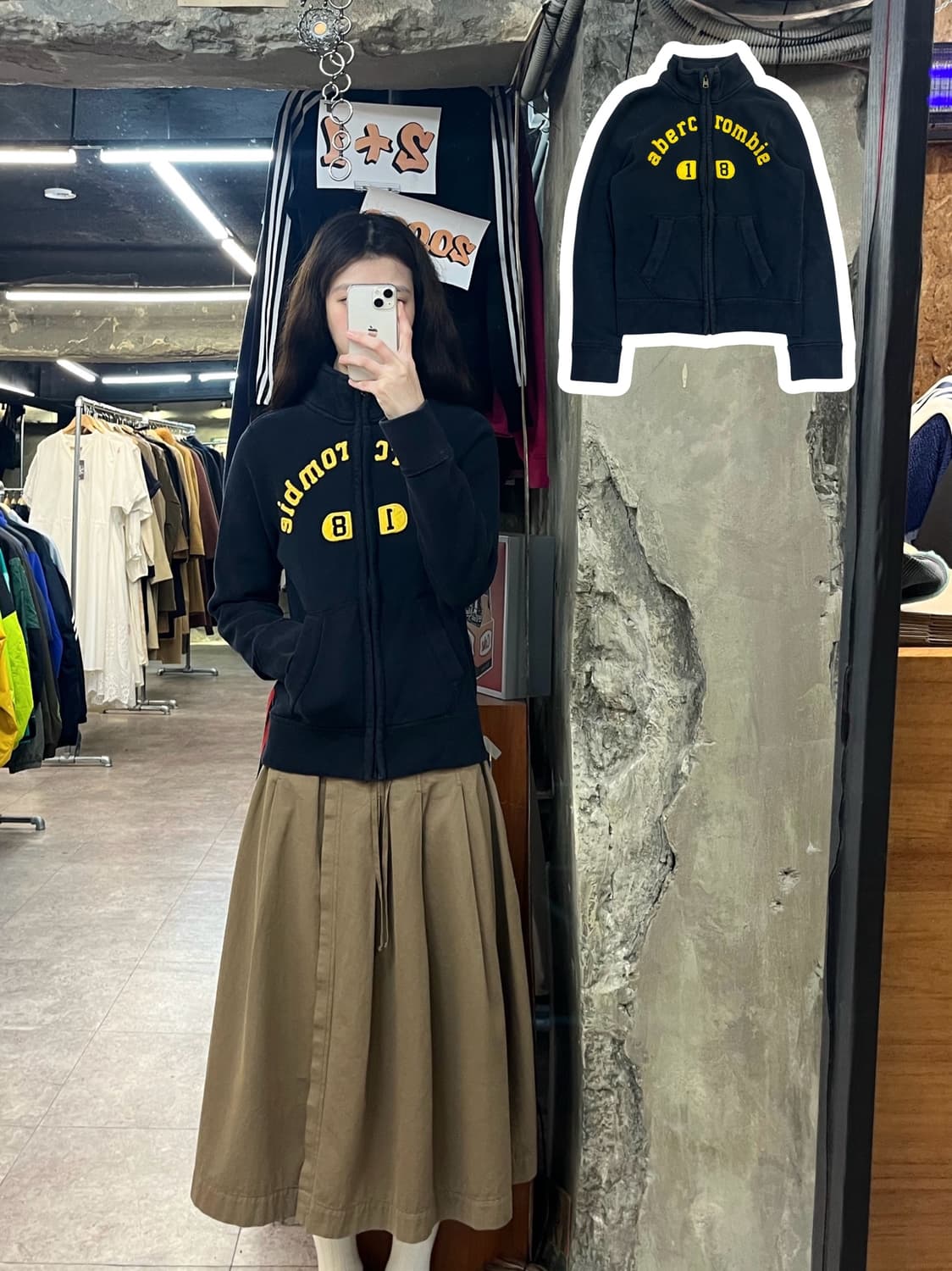 아베크롬비 기모 집업 블랙 키즈 L #csz3760 상품이미지1