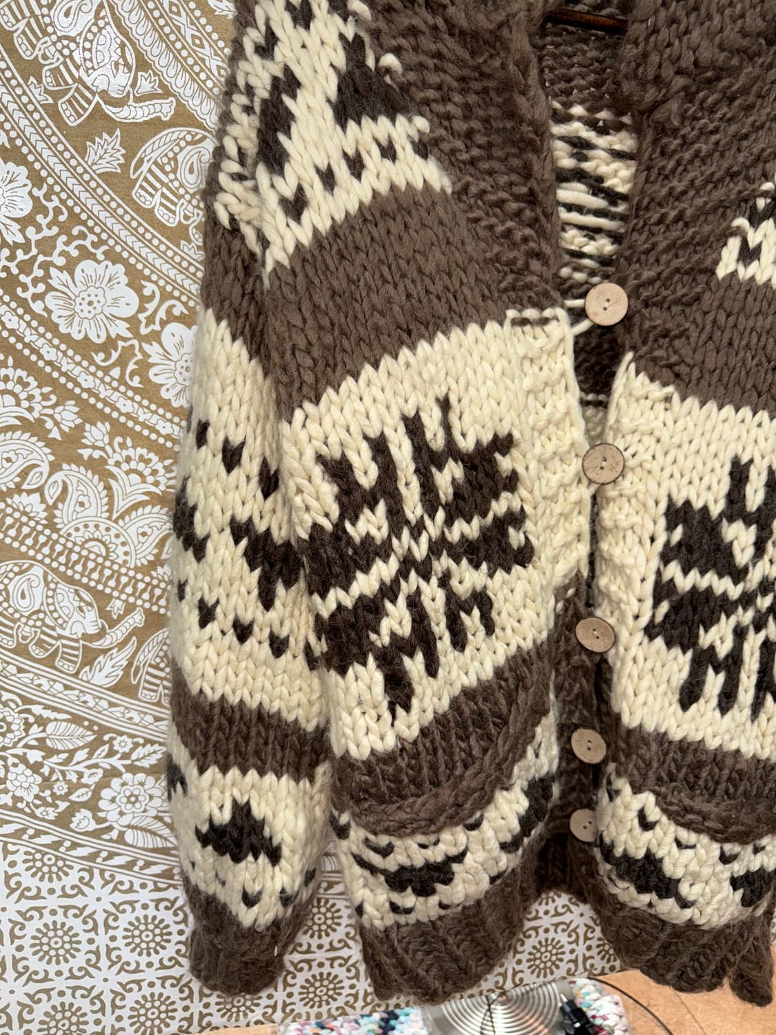 빈티지 코위찬 브라운 배색 니트 가디건  상품이미지4