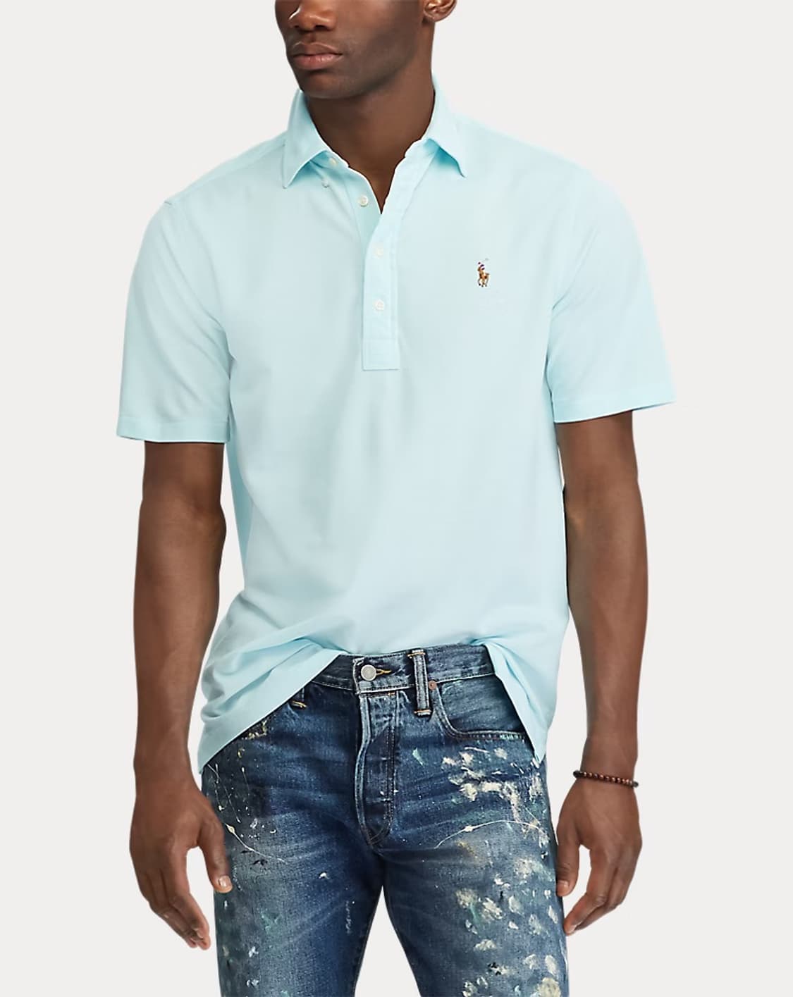 폴로 스카이블루 피켓 카라 반팔티 상품이미지1