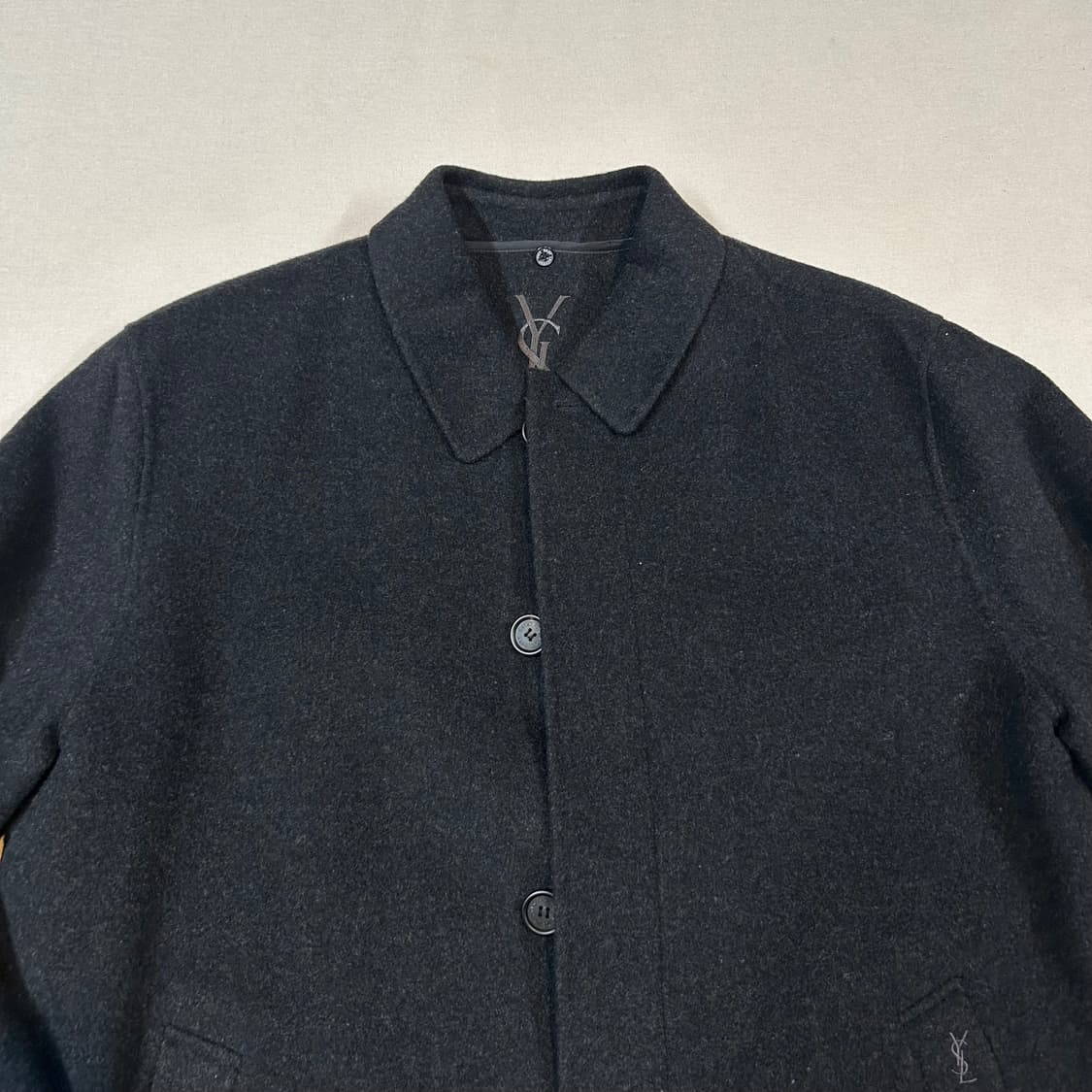 L) YSL 입생로랑 울 미디움 코트 자켓 블랙 상품이미지2