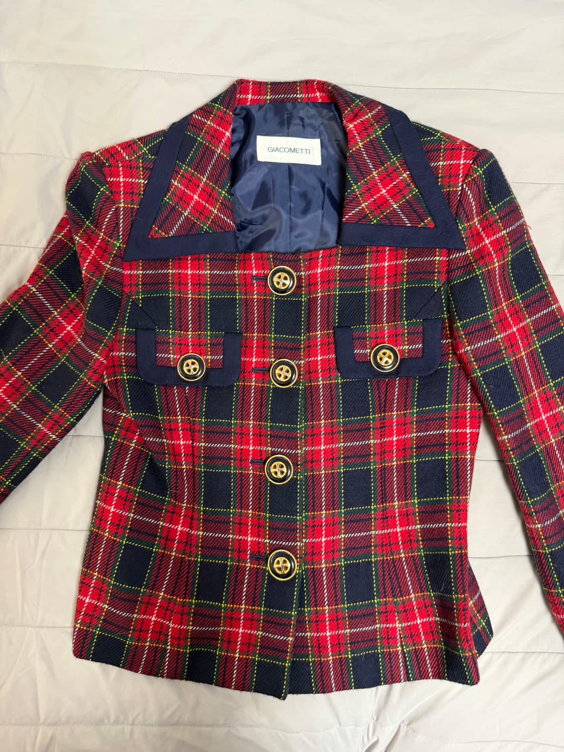 레드체크 펑크 갸루 나나깔 금장 자켓 상품이미지1