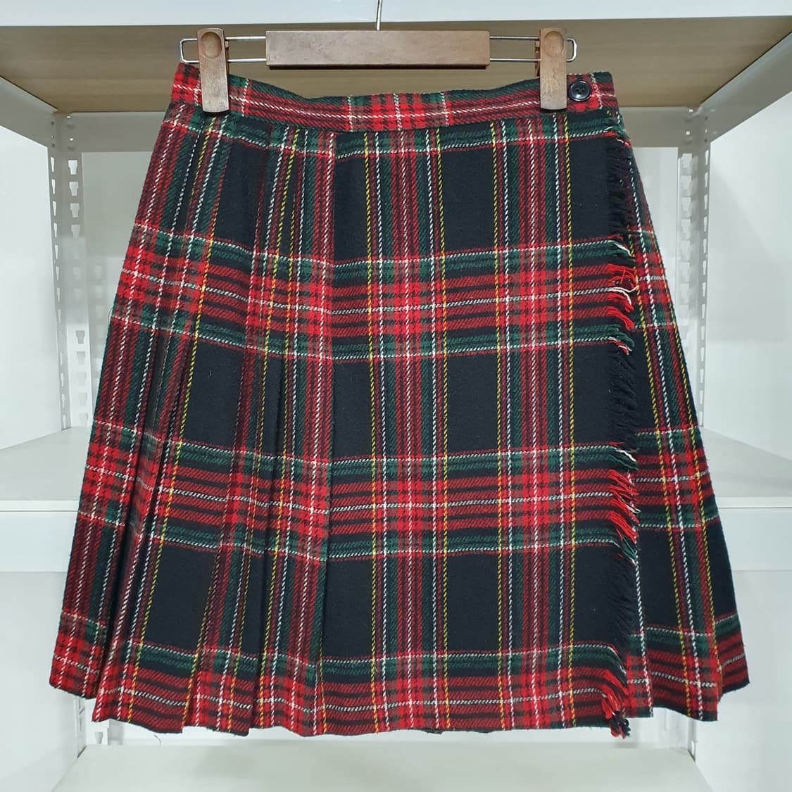 빈티지 레드 울 체크 플리츠 스커트 고스 펑크 갸루 y2k 캐캐체 상품이미지1