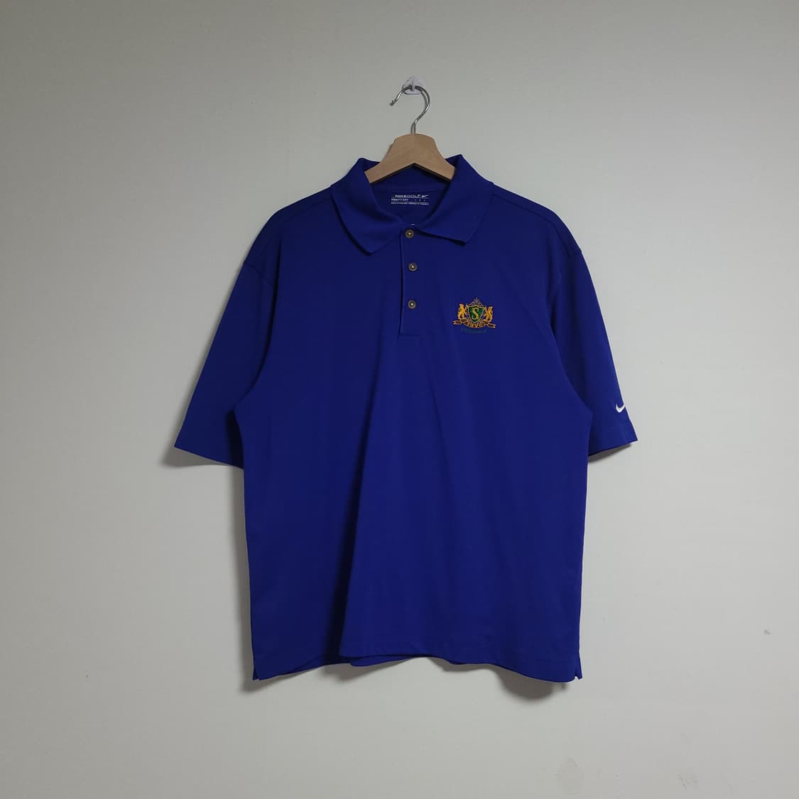 (L) NIKE 나이키 드라이핏 골프 블루 기능성 반팔 폴로 카라티 상품이미지1