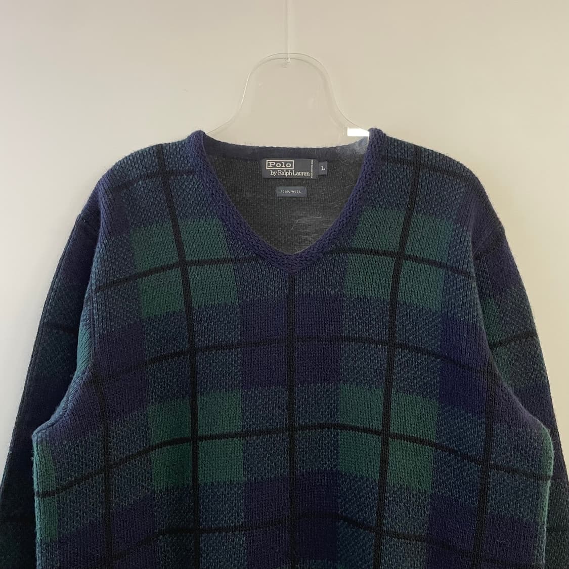 90s 폴로 랄프로렌 체크패턴 울 니트 상품이미지2