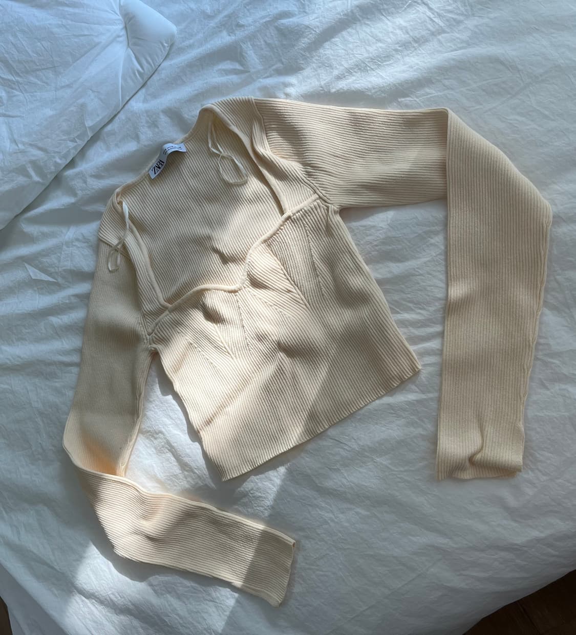 새상품 자라 코르셋 니트 탑 크림 m 상품이미지1