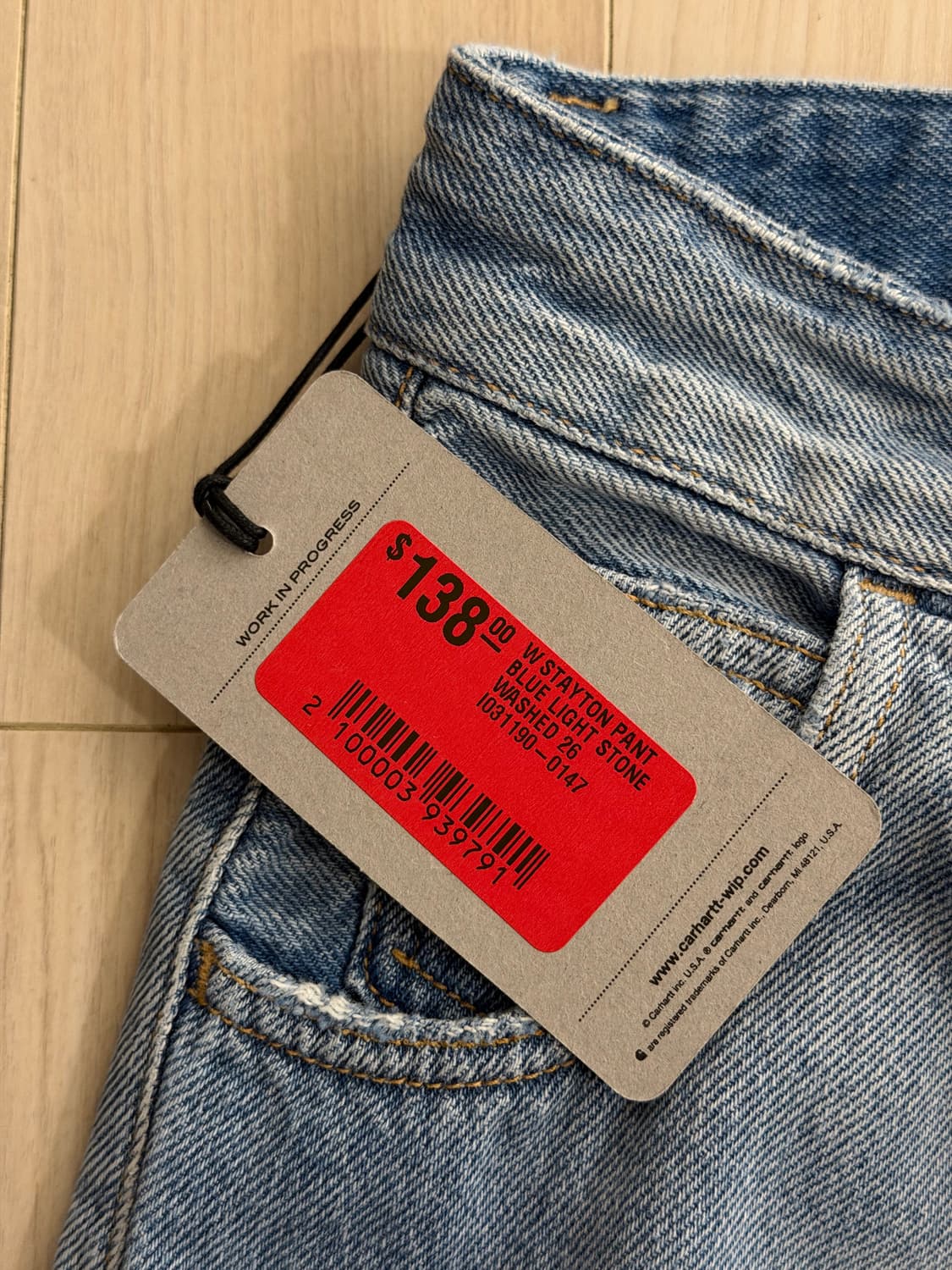 칼하트WIP 스톤워시드 데님팬츠 연청 상품이미지5