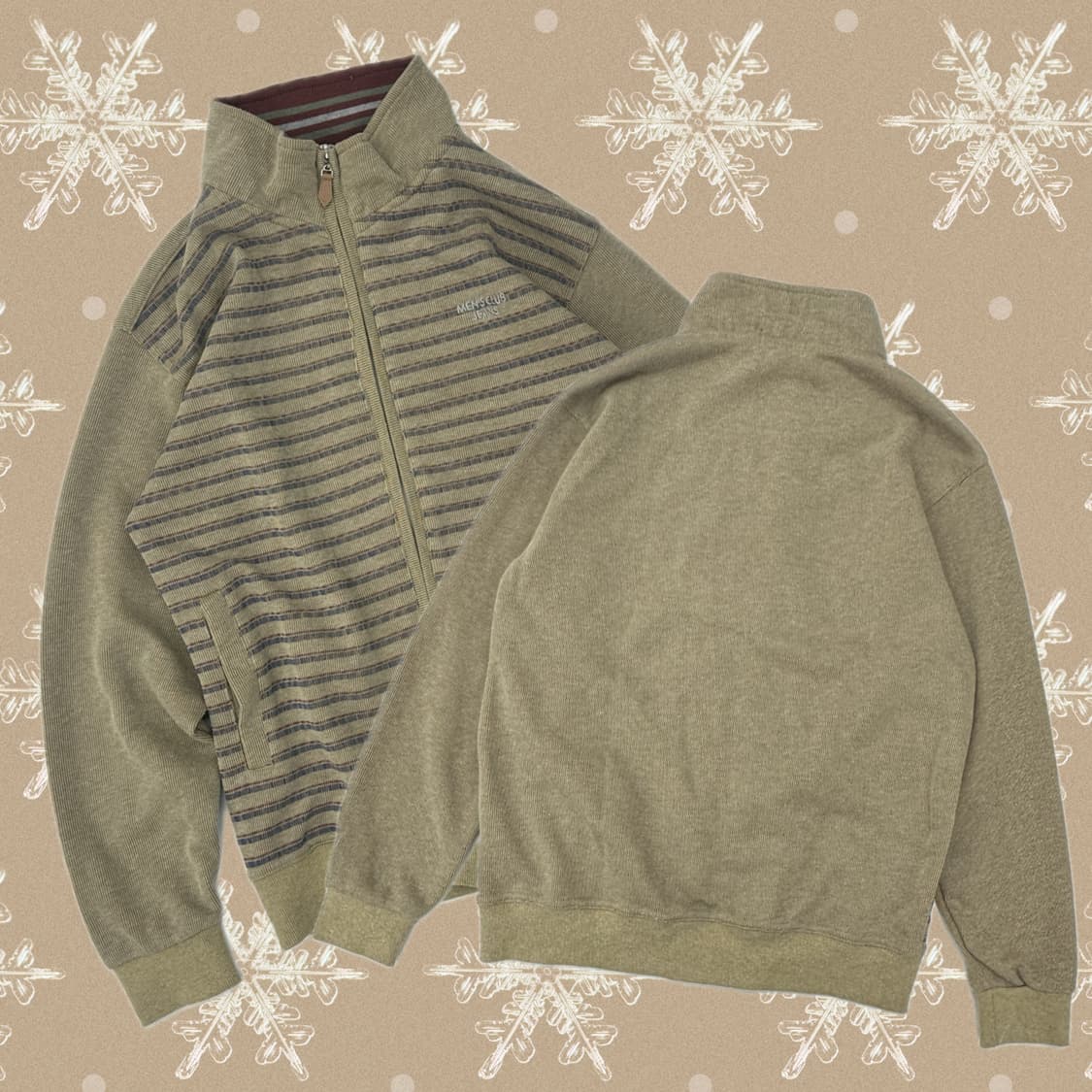 일본빈티지 시티보이 스트라이프 단가라 니트 남성 그런지 집업 상품이미지1