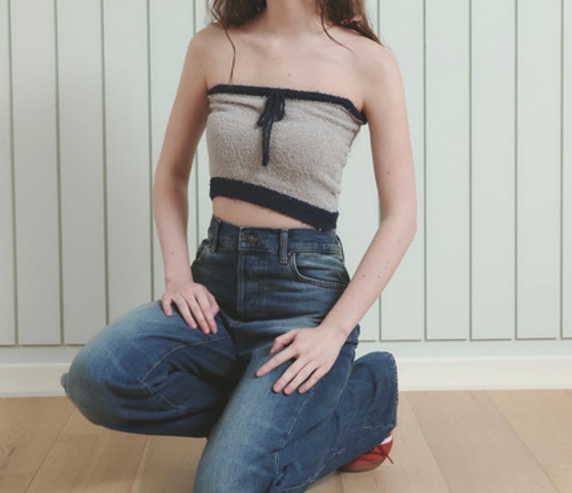 레터프롬문 리본 테리 니트 탱크 탑 (그레이) 상품이미지2