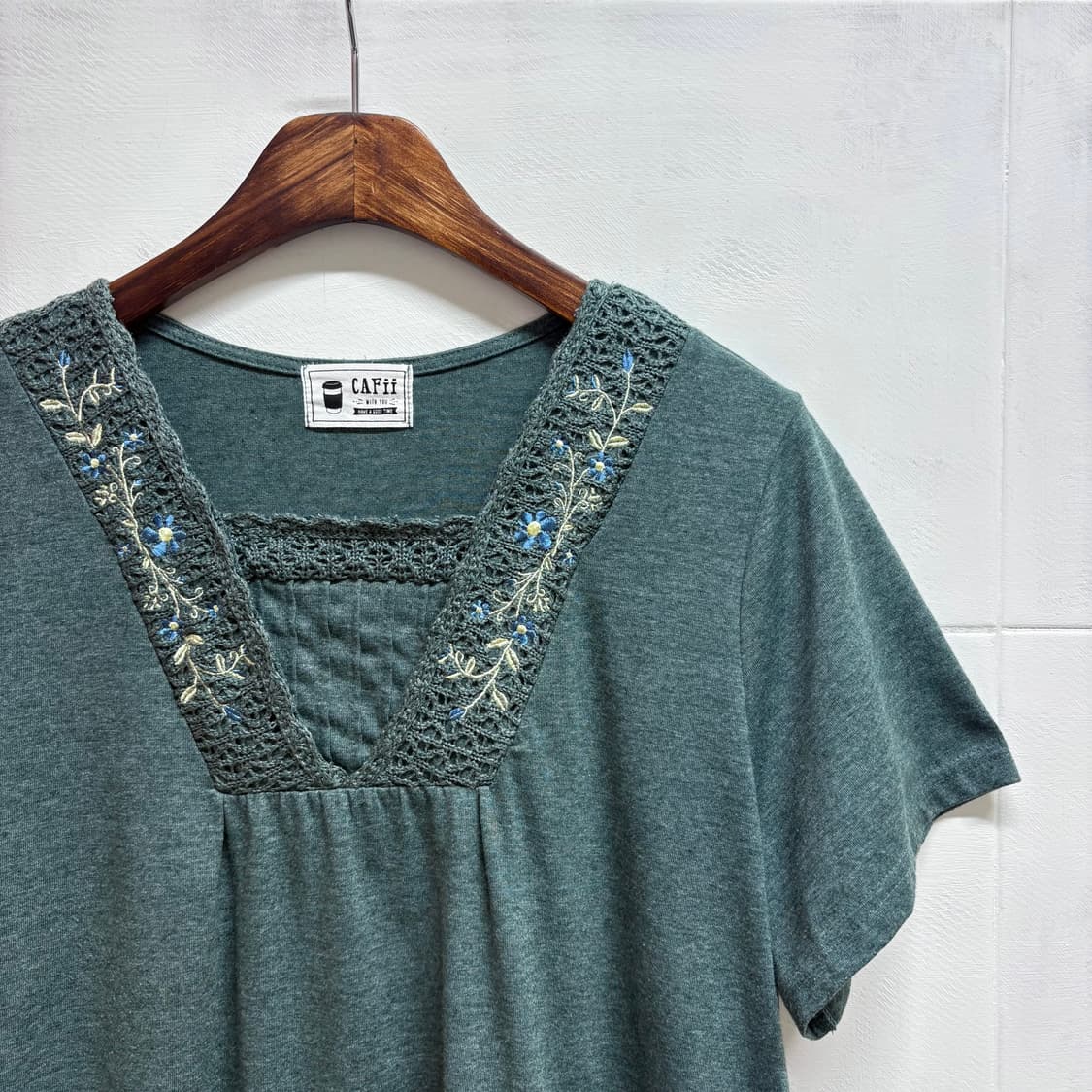 cafii 하구미 모리걸 자수 반팔 티셔츠  JPN 상품이미지2