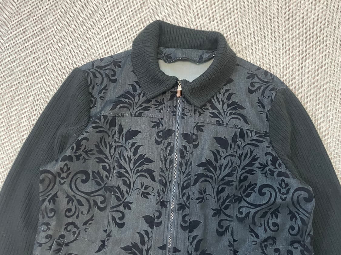 빈티지 오너먼트 패턴 니트 슬리브 집업 자켓 y2k goa  J03948 상품이미지5