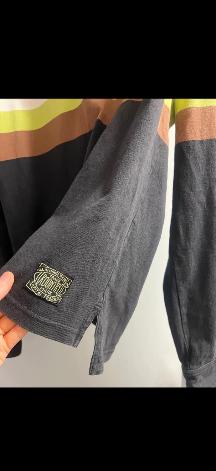 캐피탈 16 패널 스트라이프 저지 빅 럭비 셔츠 블랙 상품이미지4