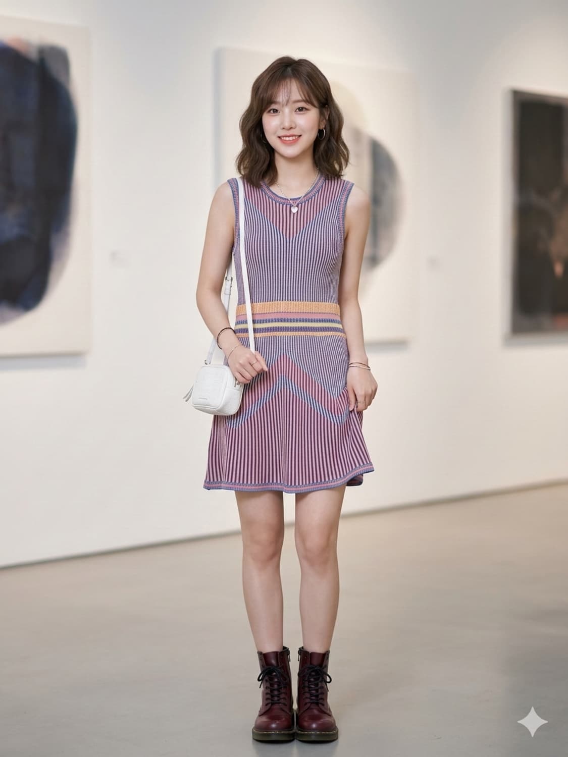 BCBGMAXAZRIA 슬리브리스 배색 니트 원피스 상품이미지1