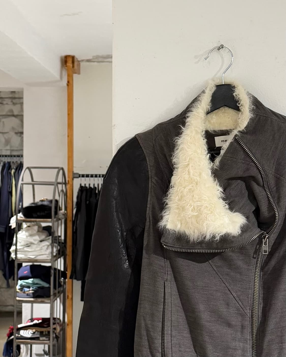 헬무트랭 그레이 램스킨 레더 시어링 퍼 자켓 상품이미지2