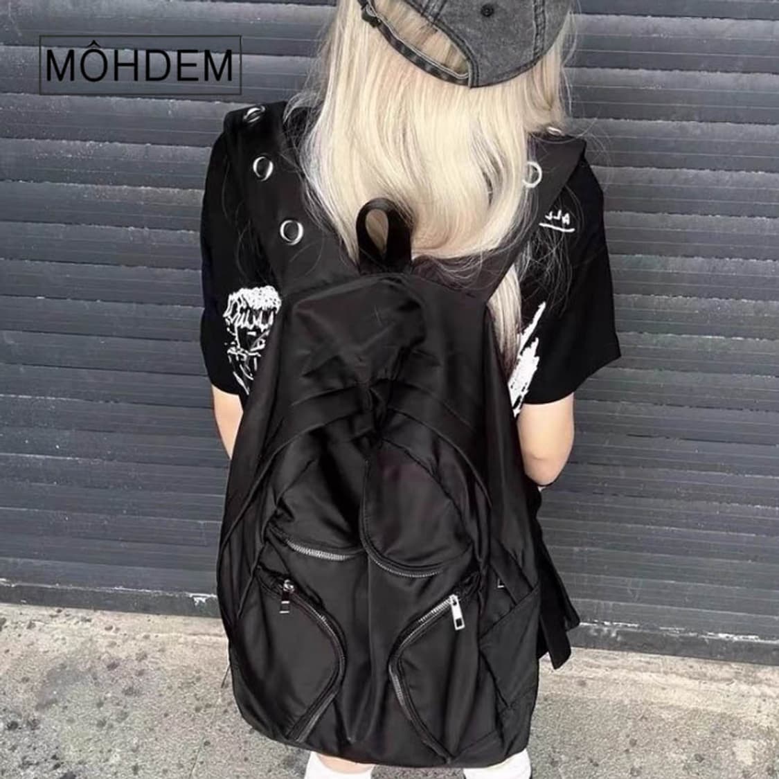 [Unisex] 크로스 지퍼 아일렛 백팩 대용량 배낭 상품이미지7