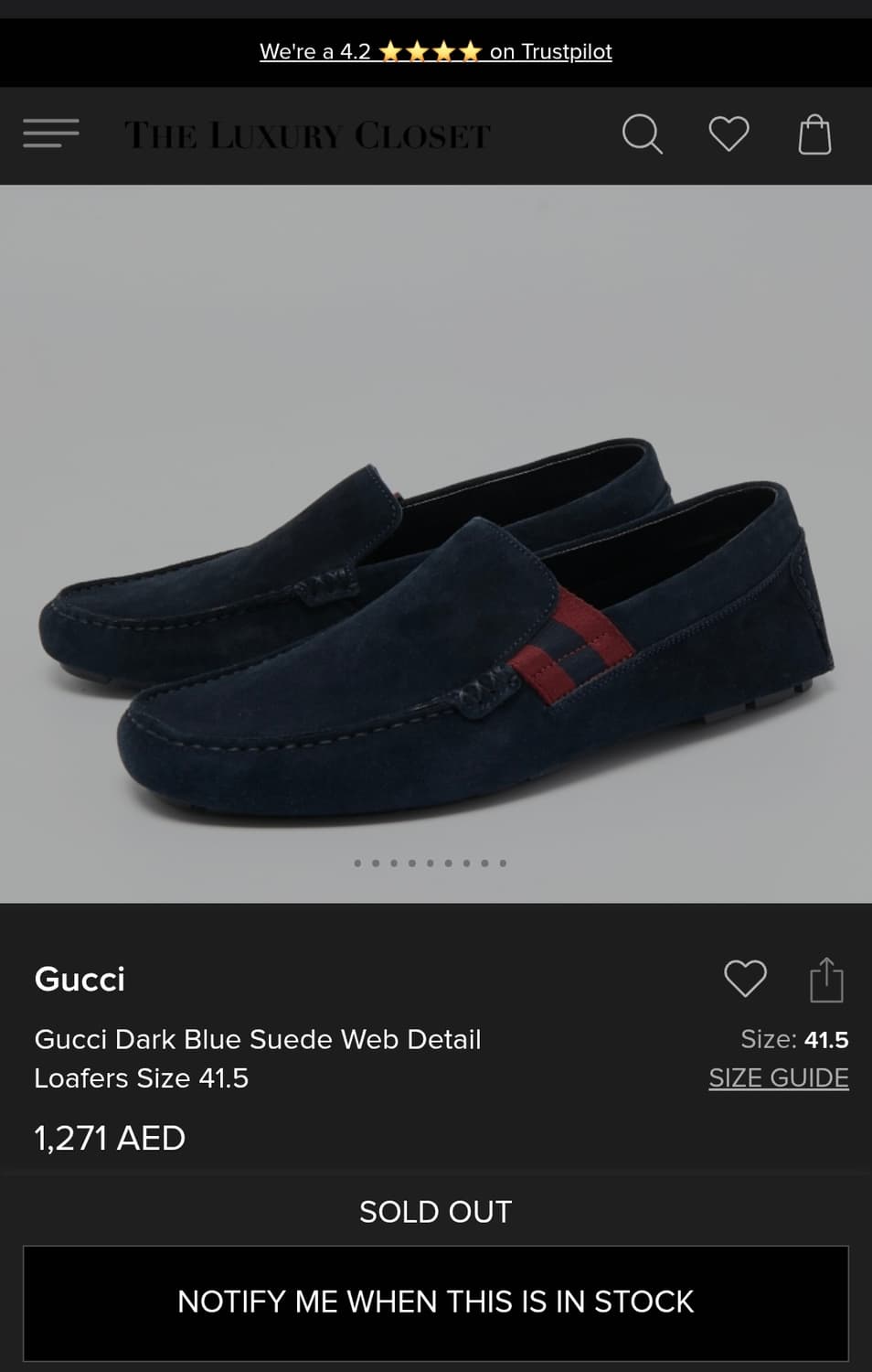 Gucci 구찌 스웨이드 로퍼 네이비 265 상품이미지2