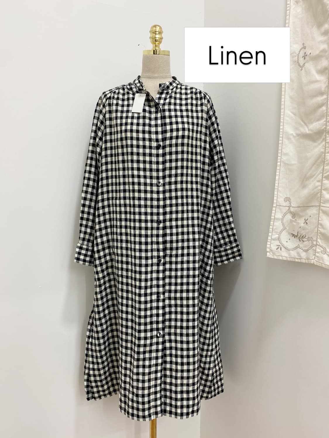 깅엄체크 린넨 셔츠OPS 상품이미지1